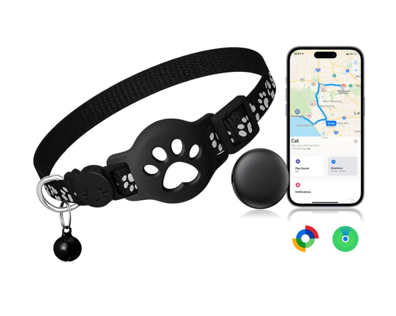 Collare GPS Gatto, GPS per Cani e Gatti Senza Abbonamento per iOS e Android | Posizionamento Globale Tracker per Collare Regolabile Animali, Localizzatore Tag Impermeabile IP67, a…