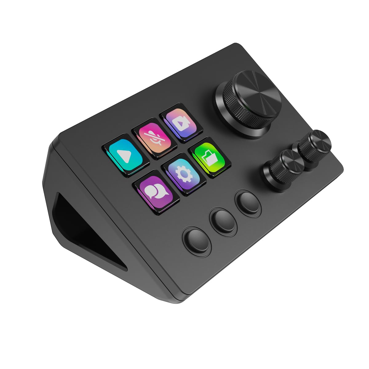 Basicolor N3 Stream Controller Deck: 6 Tasti Macro LCD, 3 Pulsanti & 3 Manopole – Pulsantiera Programmabile per Streaming (YouTube, OBS, Twitch), Creazione Contenuti (Adobe) & Gam…