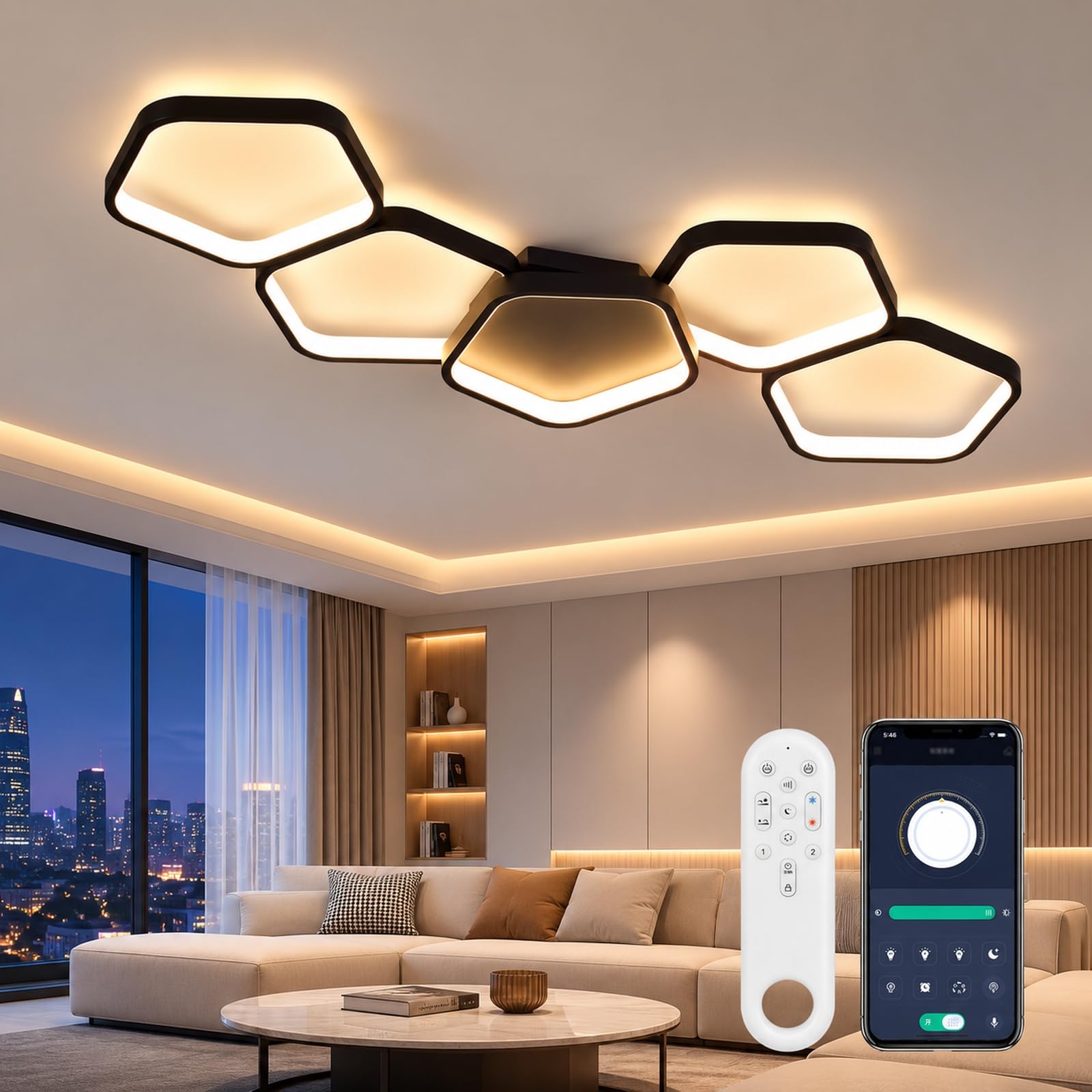 OTREN Plafoniera LED Soffitto Dimmerabile con Telecomando 81cm 54W | Lampadario Moderno con Luce Notturna, Timer e Funzione Memoria per Camera da Letto, Soggiorno e Cucina
