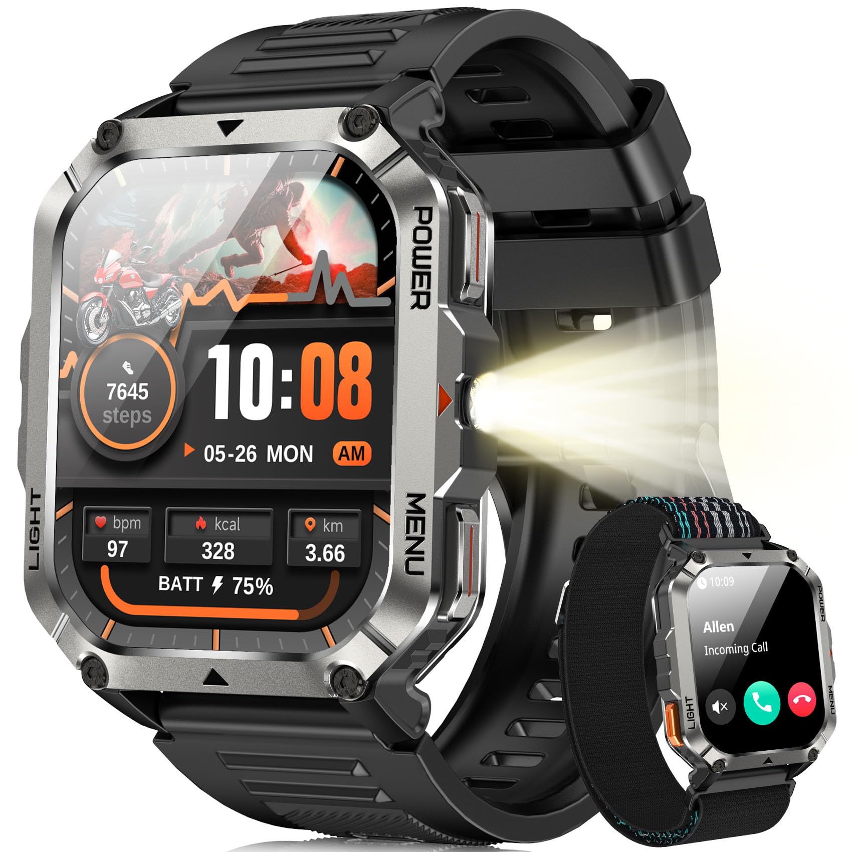Blackview Smartwatch Uomo, 2.01" Smartwatch Militare Uomo Fitness con Chiamate Bluetooth Orologio Intelligente 115+ Modalità Sportive/900 mAh/Sonno/Cardiofrequenzimetro/Torcia/Bus…
