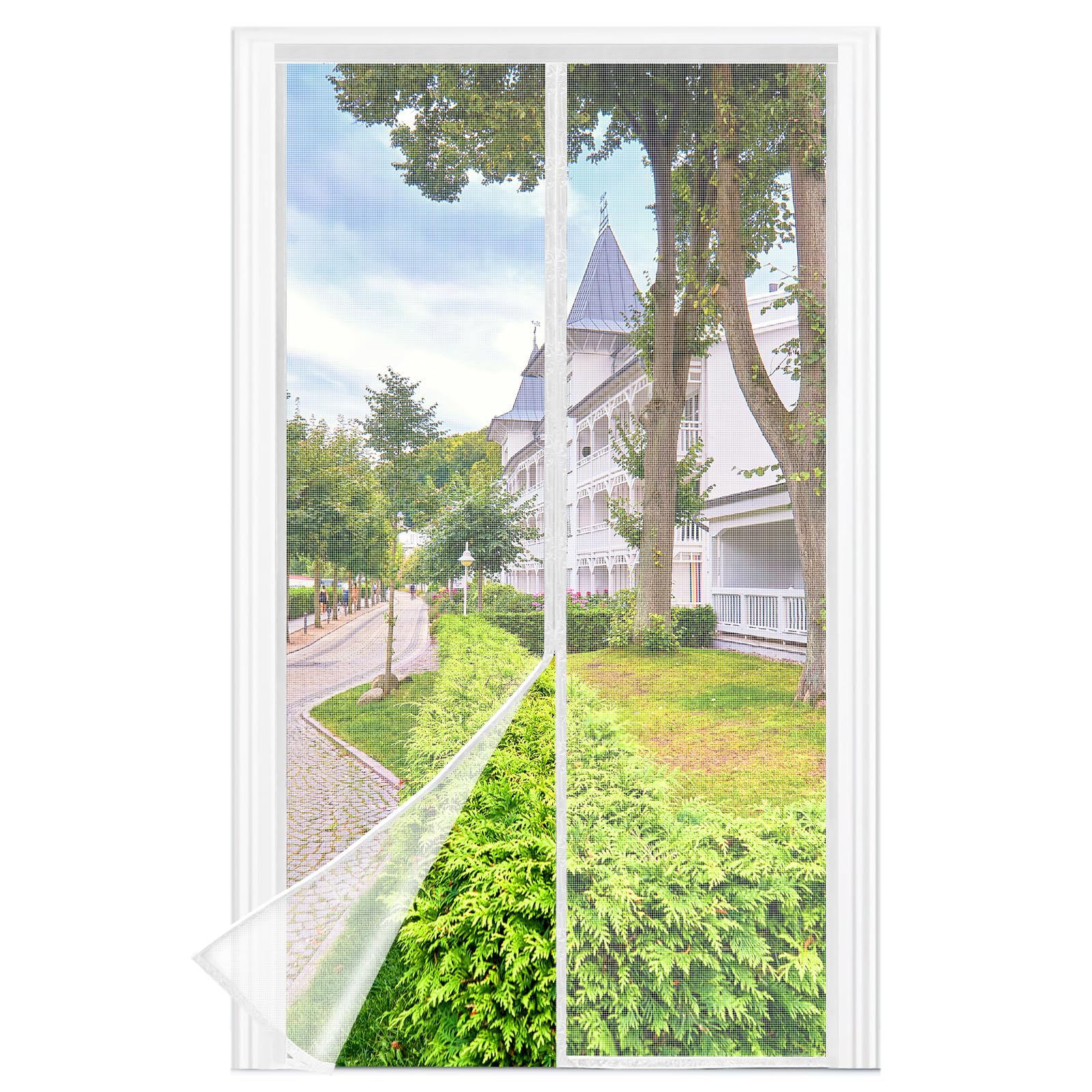 Zanzariera Magnetica - 80 x 200 CM Rete Fine - BIANCO | Zanzariera Porta Finestra Superiore Aumentato a 3,8 cm , si Chiude da Sola, Mantiene l'aria Fresca