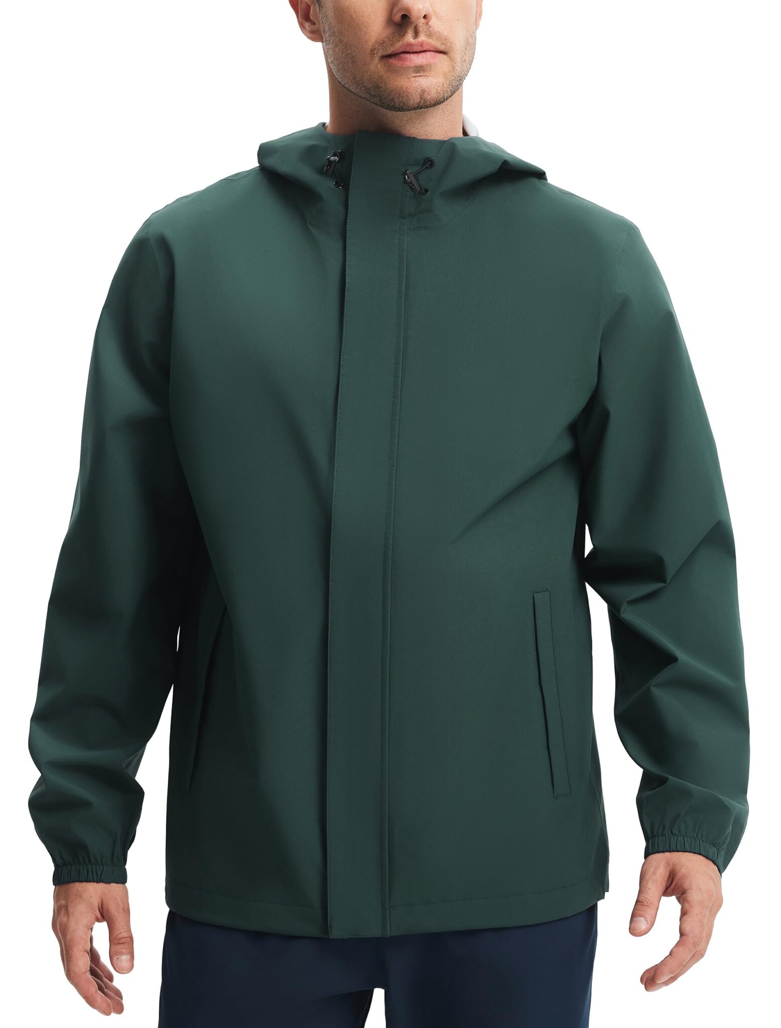 Libin Giacca Antipioggia Uomo Impermeabile Traspirante Leggera Giacca Outdoor con Cappuccio e 4 Tasche per Trekking Golf Ciclismo Corsa e Attività All'Aperto