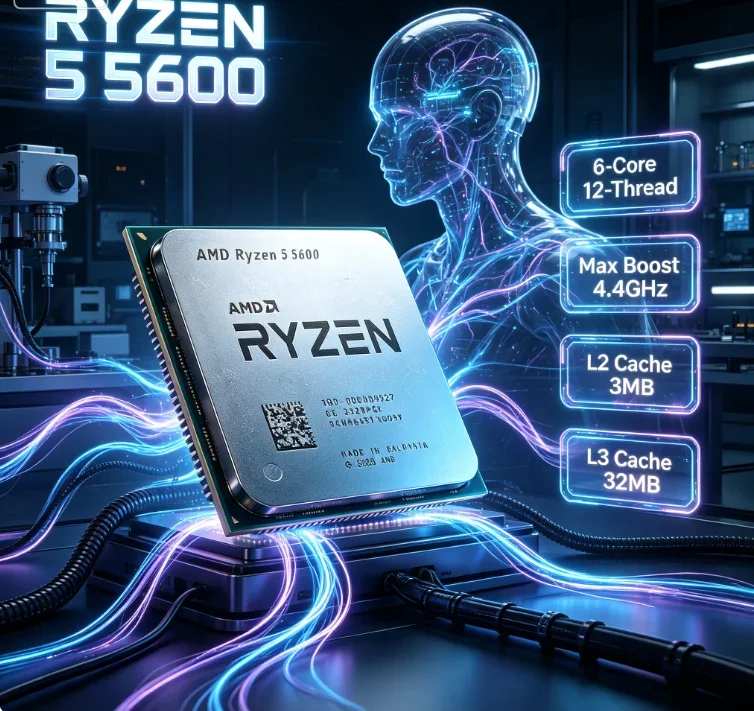 Scheda Madre B450 B550 X570 Compatibile con CPU AMD Ryzen 5 5600 6C12T 3.5GHz 65W, Processore Desktop per Gaming Senza Dissipatore