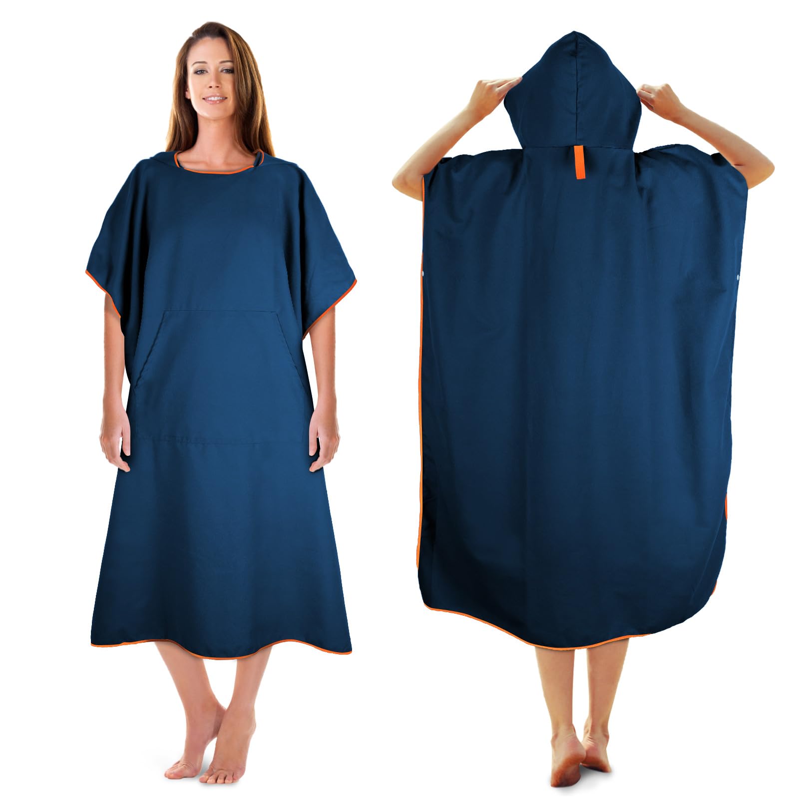 KUOGAS Poncho De Bain Pour Homme 110X74cm En Microfibre - Serviette De Surf, Aide Au Change Sur La Plage (Blu Scuro, M)