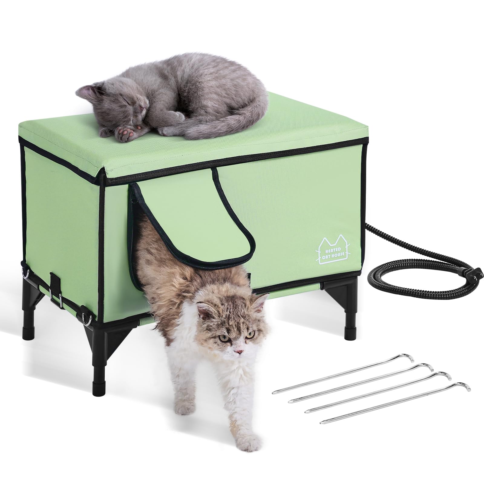 VEVOR Cuccia per Gatti Riscaldata 30W Rifugio per Gatti da Esterno Temperatura Regolabile 40-60℃ Rifugio per Gatti da Esterno in Tessuto Oxford 900D con Cuscinetto Riscaldato 55x6…