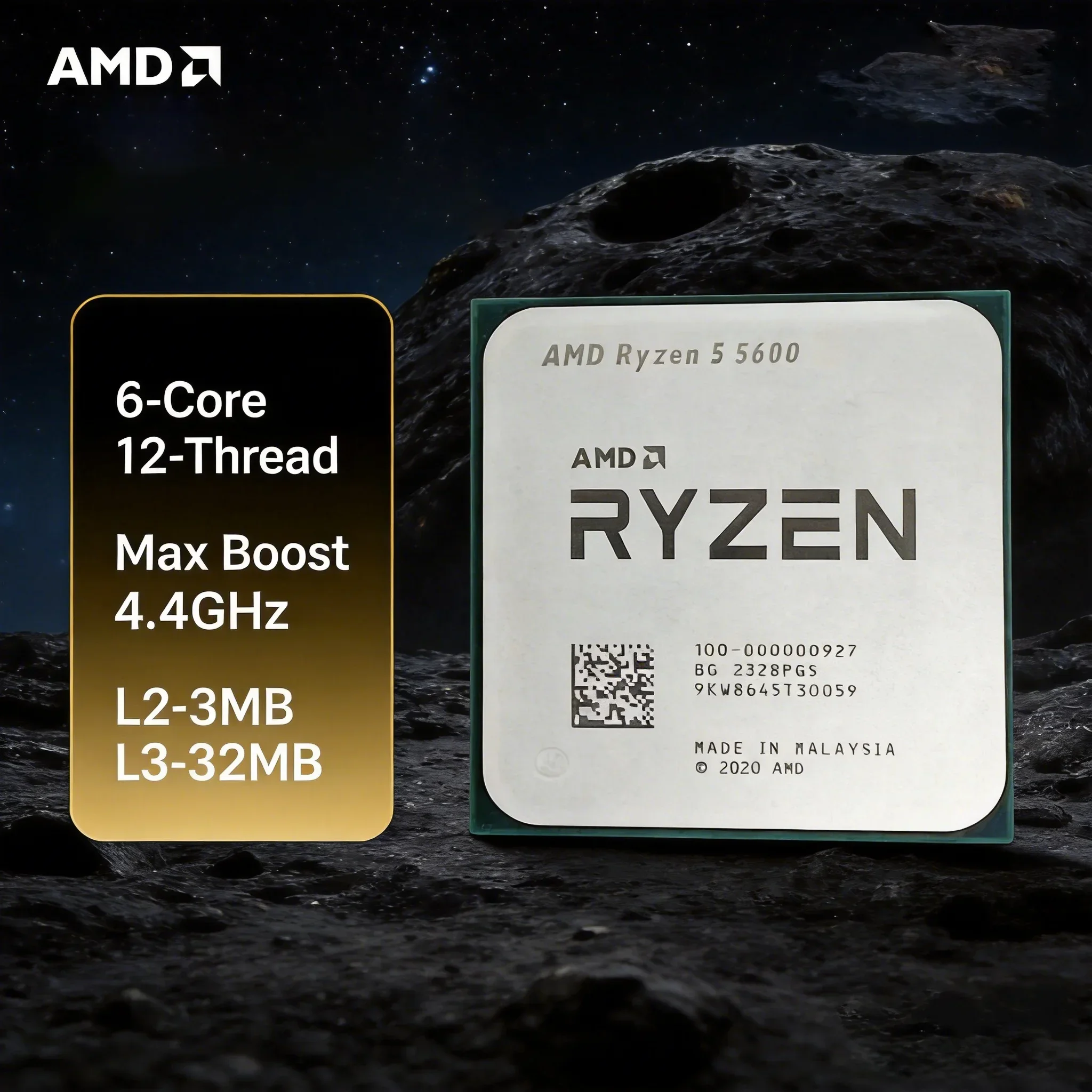 Processore Desktop AMD Ryzen 5 5600, 6 Core 12 Thread, 3.5GHz, Socket AM4, 65W per Gaming, Senza Confezione