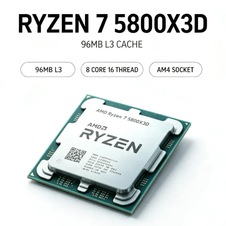 Processore Gaming AMD Ryzen Serie 5000 5800X3D Interfaccia AM4 8C16T 5GHz DDR4 96MB Cache Senza Dissipatore