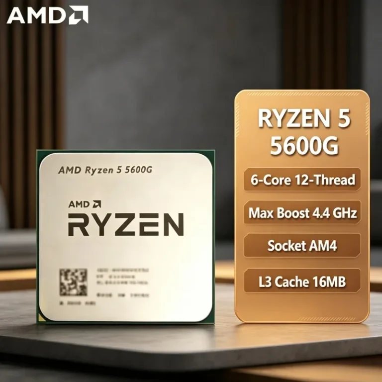 Processore AMD Ryzen 5 5600G Nuovo e Completo, 4.4GHz 6C12T Socket AM4, CPU Pratica per Lavoro d'Ufficio, Gaming e Uso Familiare