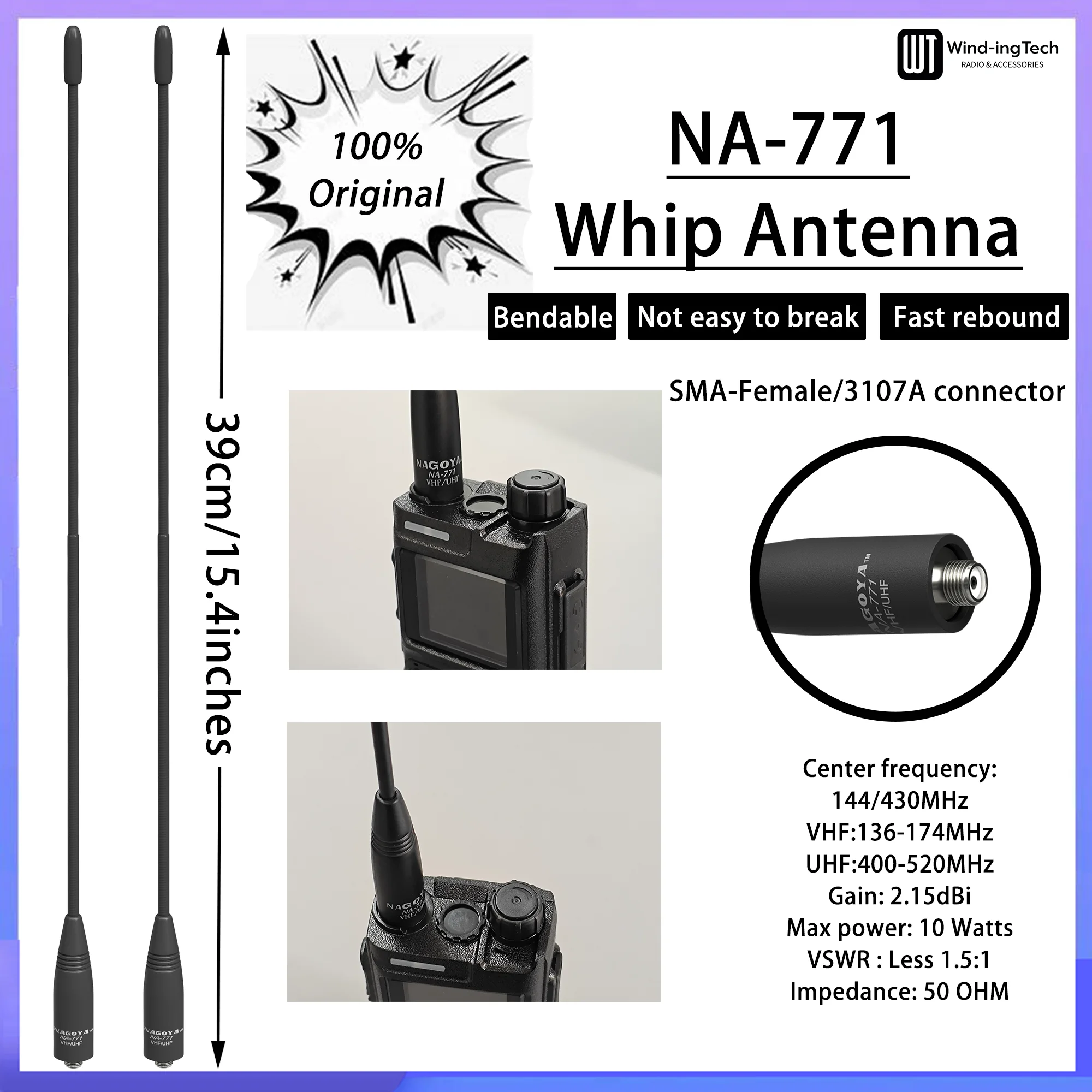 Originale Nagoya NA771 Antenna Frusta VHF UHF SMA-Femmina UV-5RM Walkie Talkie Antenne Ad Alto Guadagno Per Baofeng UV-5R UV25 UV-32 Radio
