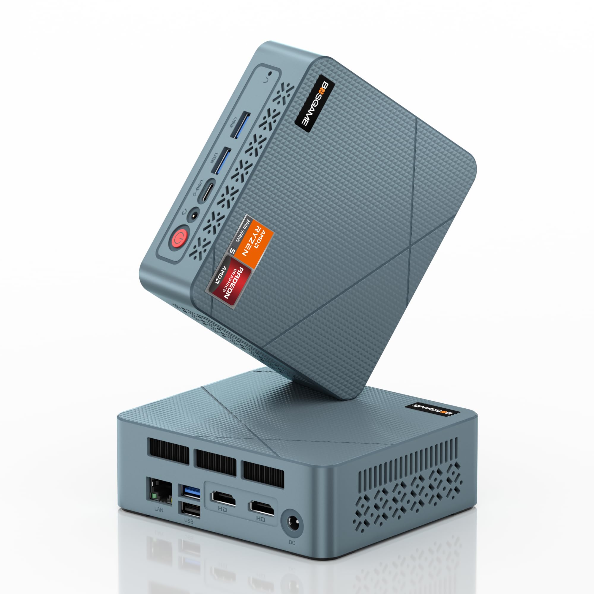 BOSGAME E2 Air Mini PC AMD Ryzen 5 3501U, 8GB DDR4 RAM 256GB SSD | 4K Dual HDMI, Type-C, LAN, Wi-Fi 5, BT 5.0, Computer desktop pc per ufficio/domestico/casa