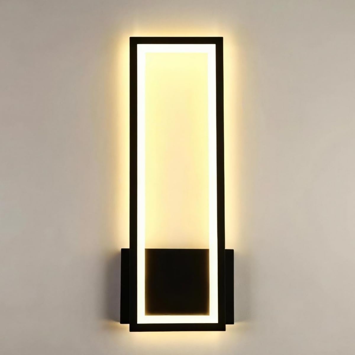 Comely Applique da Parete Interno 16W 2000LM Lampada da Parete LED Moderna | Applique Quadrata Nera per Soggiorno Camera da Letto Scale Corridoio, Bianco Caldo 3000K