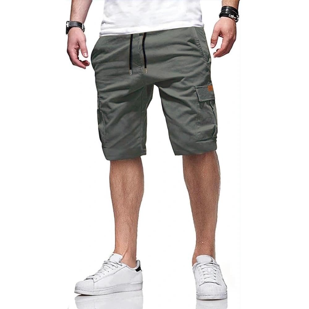 ZOXOZ Cotone Pantaloni Cargo Uomo Estivi Coulisse Elastico in Vita 6 Tasche