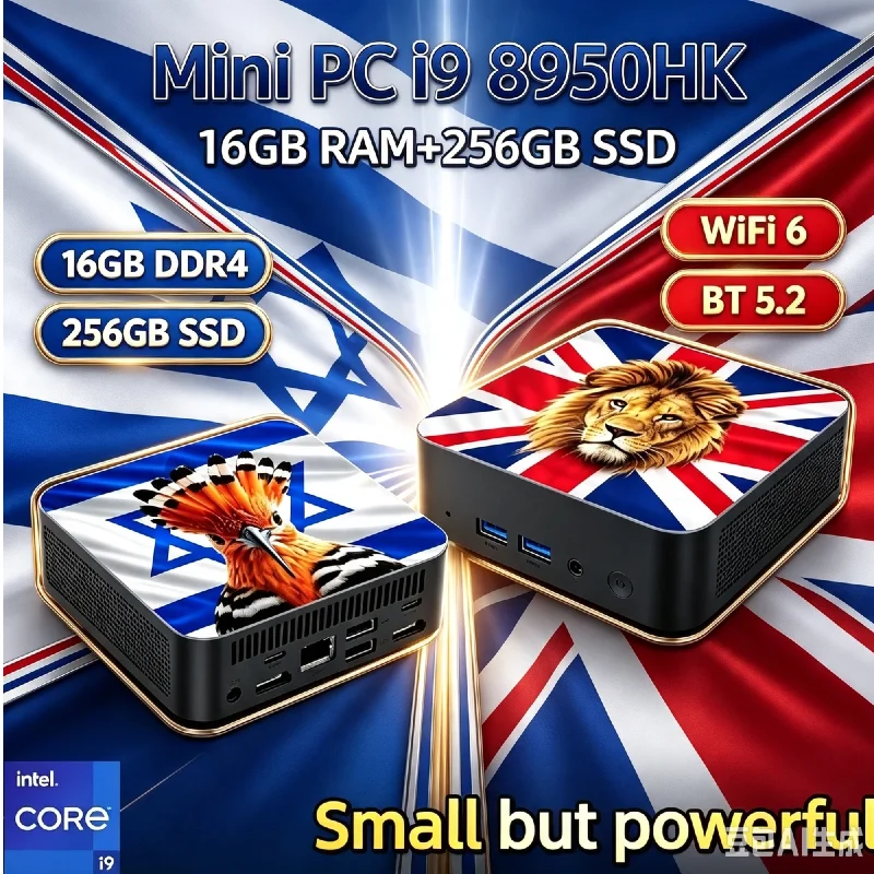 Mini PC Portatile ad Alte Prestazioni Intel i9‑8950HK, DDR4 M.2 NVMe SSD, Tripla Uscita 4K DP, WiFi6, PC Silenzioso per Ufficio e Business