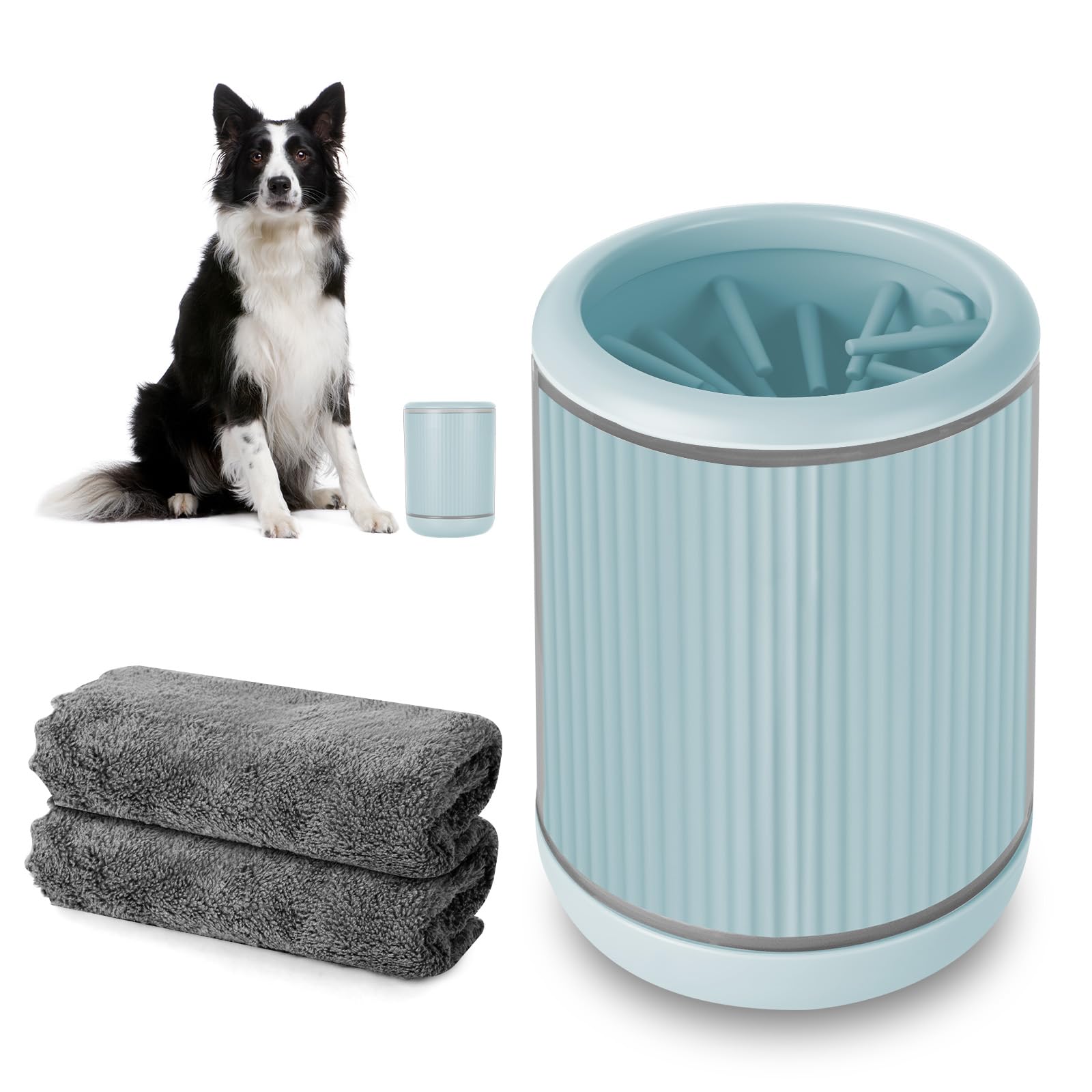 Vicloon Pulisci Zampe Cane, Lava Zampe per Cani, Pulitore Zampe, Spazzola Interno In Silicone, con 2 Asciugamani Assorbenti, Lavaggio Accurato, Detergente per Piedi per Cani e Gat…