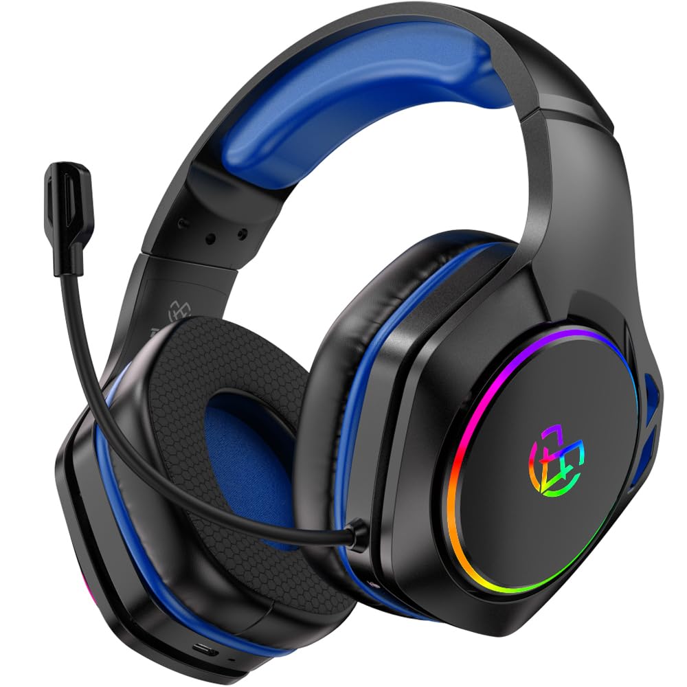 Tatybo Cuffie Gaming Wireless, cuffie con microfono rumore ambientale | 7.1 suono surround, batteria da 35 H, trasduttori 50 mm, auricolari traspiranti, cuffie gamer per Ps5 PC Ps…