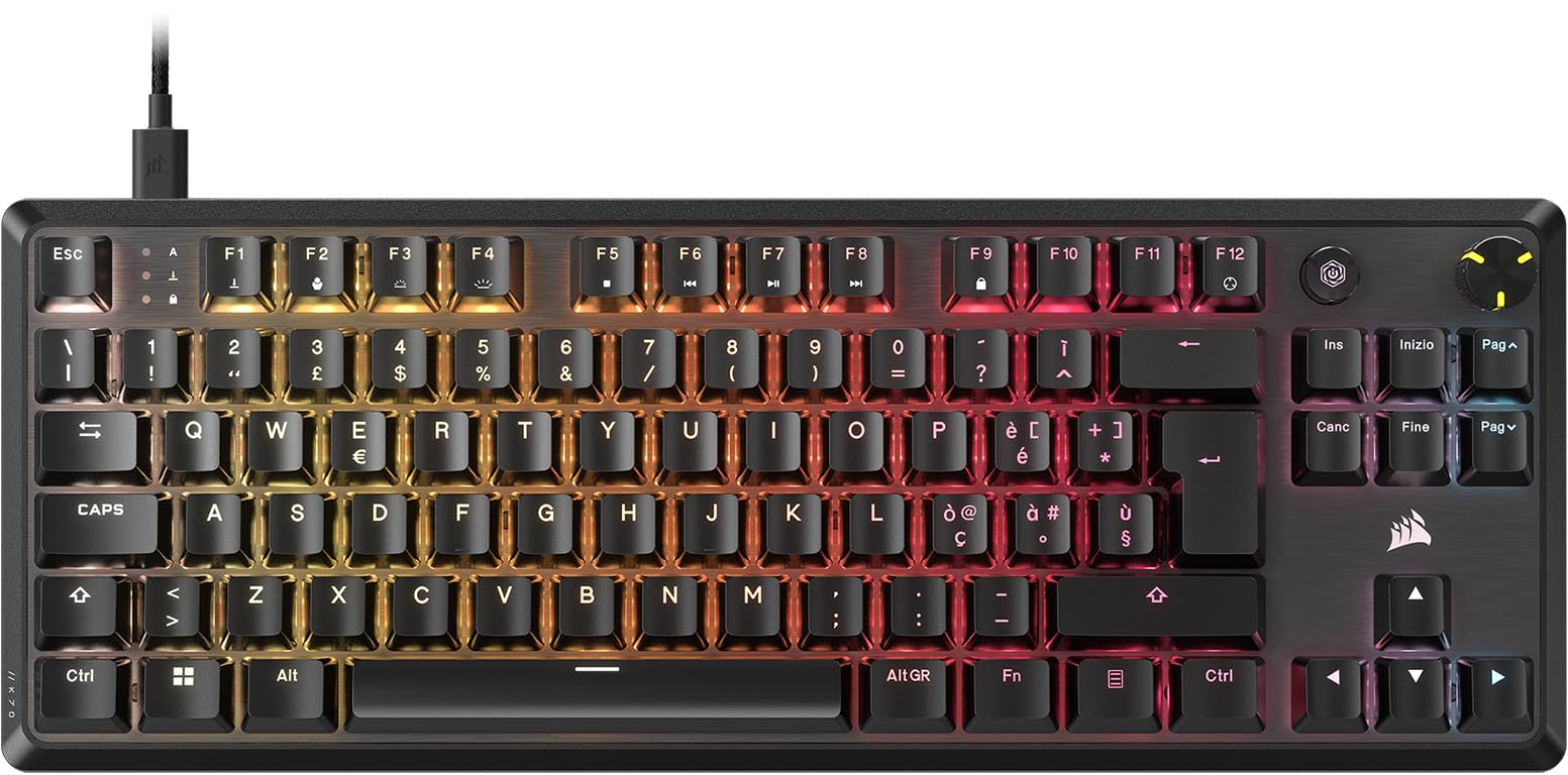 Corsair K70 CORE TKL RGB Tastiera da Gioco Meccanica Tenkeyless – Nero | Interruttori Lineari CORSAIR MLX Red v2 Pre-Lubrificati, SOCD, Smorzamento del Suono, Coprichiavi in ABS,…