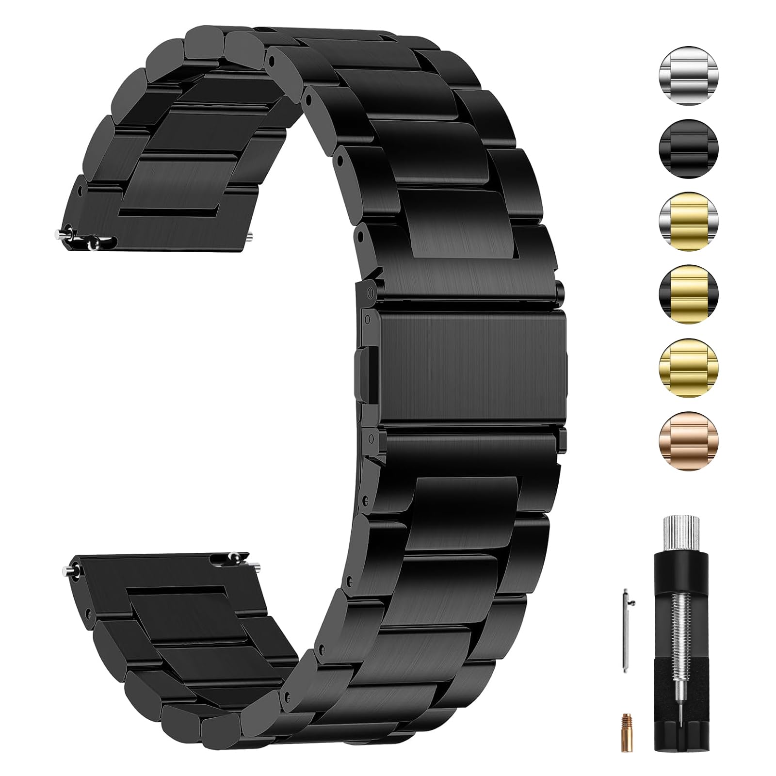 Fullmosa Cinturino 22mm 20mm 18mm Orologio Acciaio Inox a Sgancio Rapido | Regolabile Metallo Cinturini 22mm di Ricambio per Smartwatch Compatible con Samsung Galaxy/Garmin per Uo…