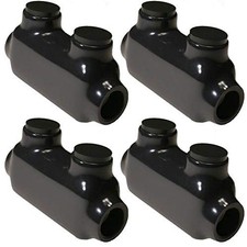 (Confezione da 4) Morris Products Connettore Giunzione in Linea Isolato Nero - 2-14 Fili