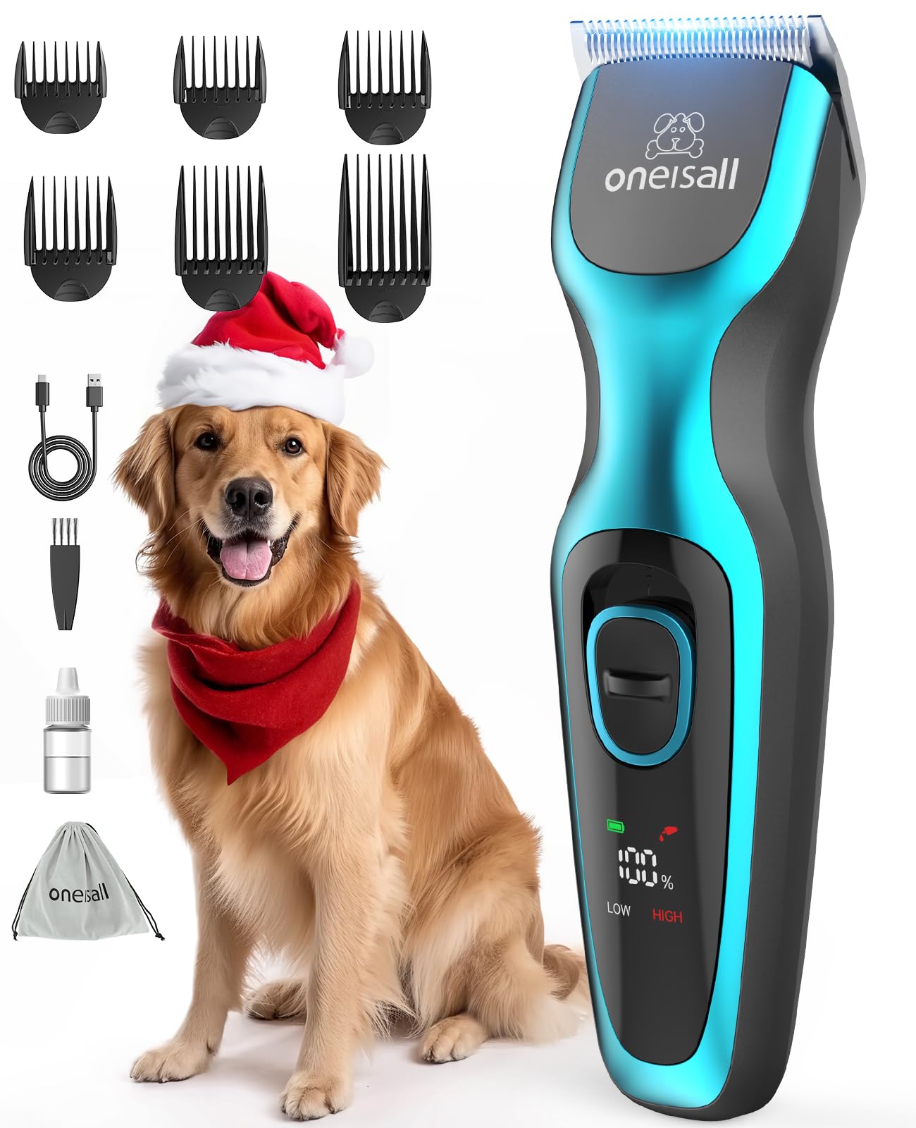 oneisall Tagliacane silenzioso, tagliacapelli professionale per cani e gatti,