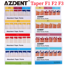 AZDENT Endodonzia Dentale Gutta Perca Punti/Punti Carta Assorbente F1 F2 F3