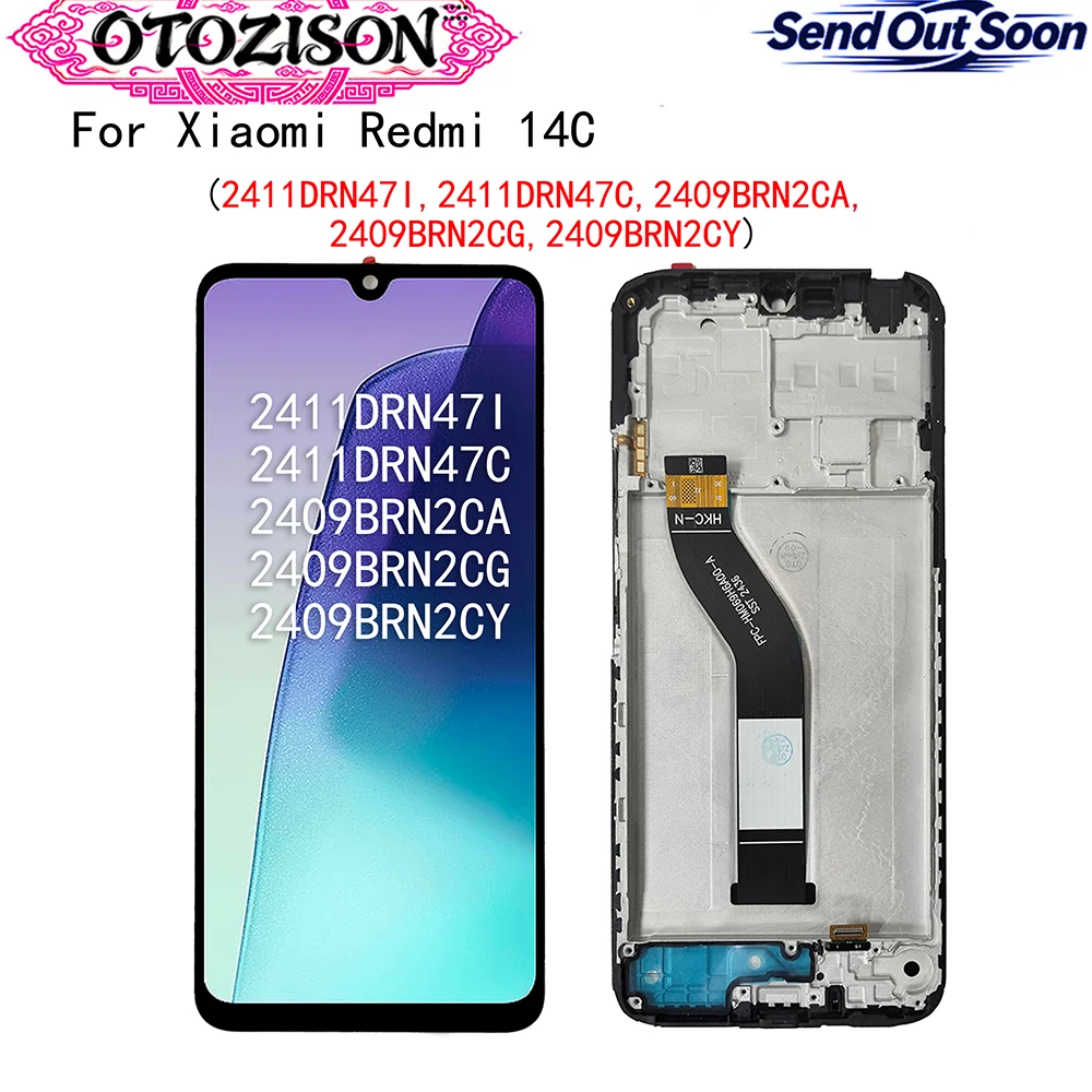 Display per Redmi 14C, per Xiaomi Redmi 14C 2411DRN47C 2409BRN2CA, Display LCD, Pannello Touch Screen Digitalizzatore con Cornice Assemblata