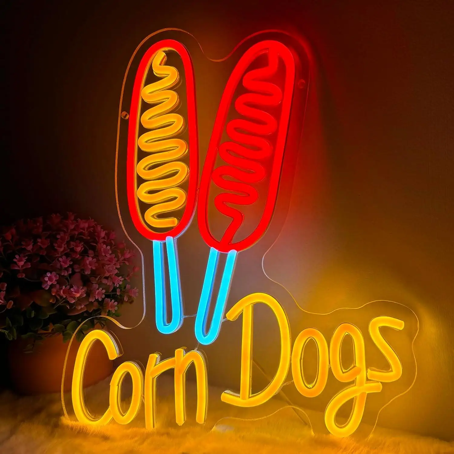 Insegna al Neon Corn Dog, Luci LED Neon USB Dimmerabili per Ristoranti, Feste, Matrimoni, Bar, Club, Attività Commerciali, Decorazione per Vetrine e Pareti