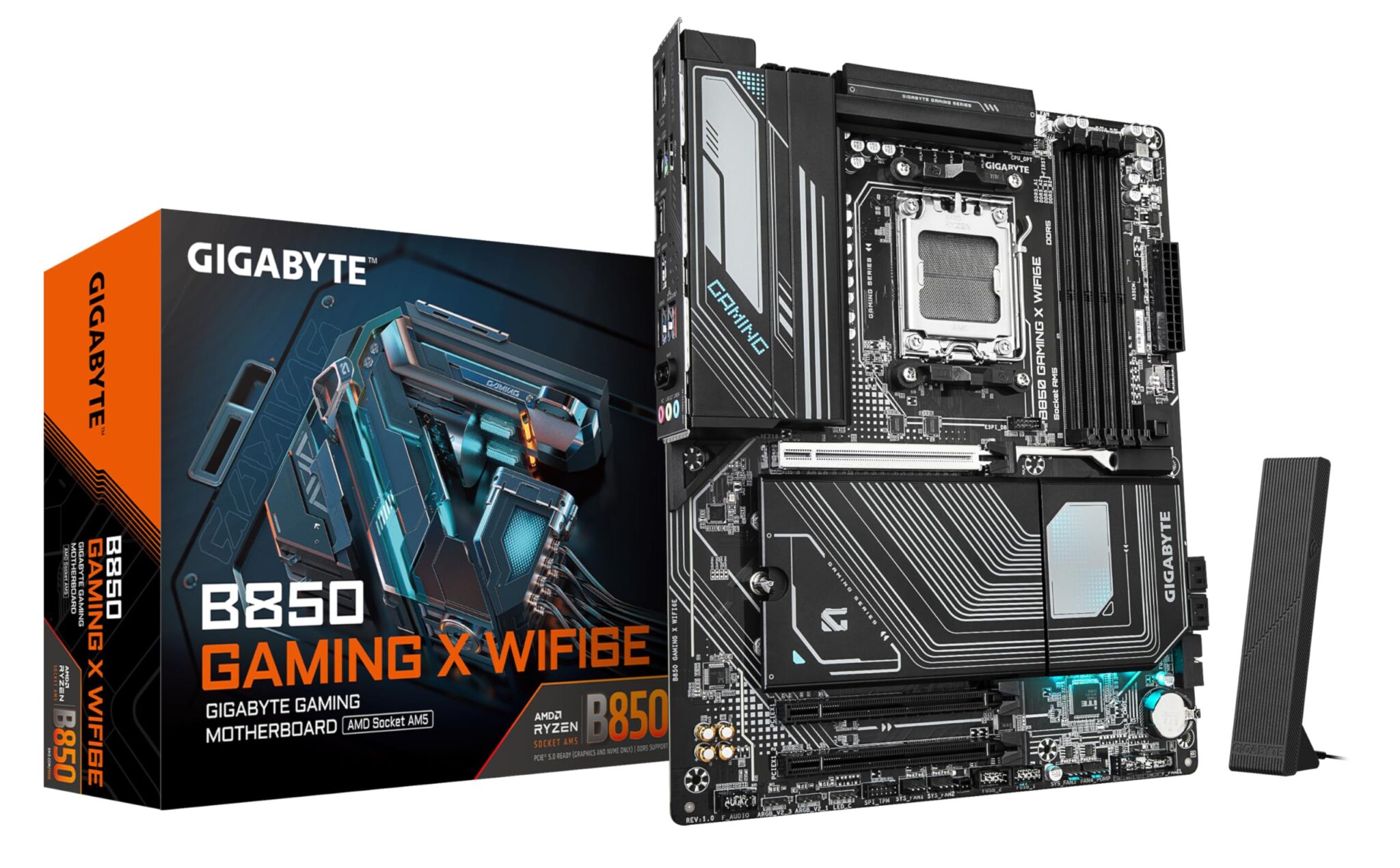 GIGABYTE B850 GAMING X WIFI6E Scheda Madre - CPU AMD Ryzen Serie 9000, VRM digitale 12+2+2 fasi, fino a 8200MHz DDR5 (OC), 1xPCIe 5.0 + 2xPCIe 4.0 M.2, LAN 2.5G, WIFI 6E, USB 3.2…