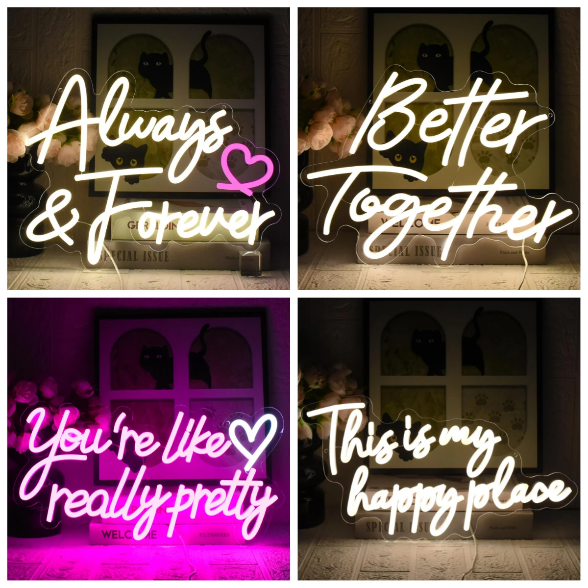 Insegna al Neon "Always & Forever" con Luci LED Dimmerabili USB per Camera da Letto, Proposte, Anniversari, Matrimoni, Natale, Decorazione da Parete, Regali