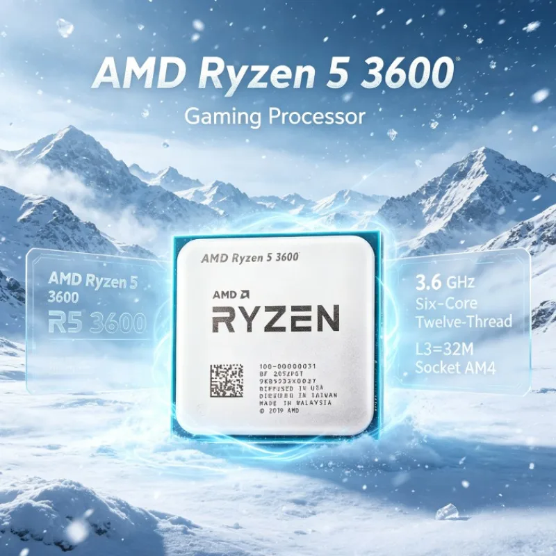 Processore AMD Ryzen 5 3600 a Sei Core, 12 Thread, 32MB L3, 65W, Socket AM4, CPU per Desktop