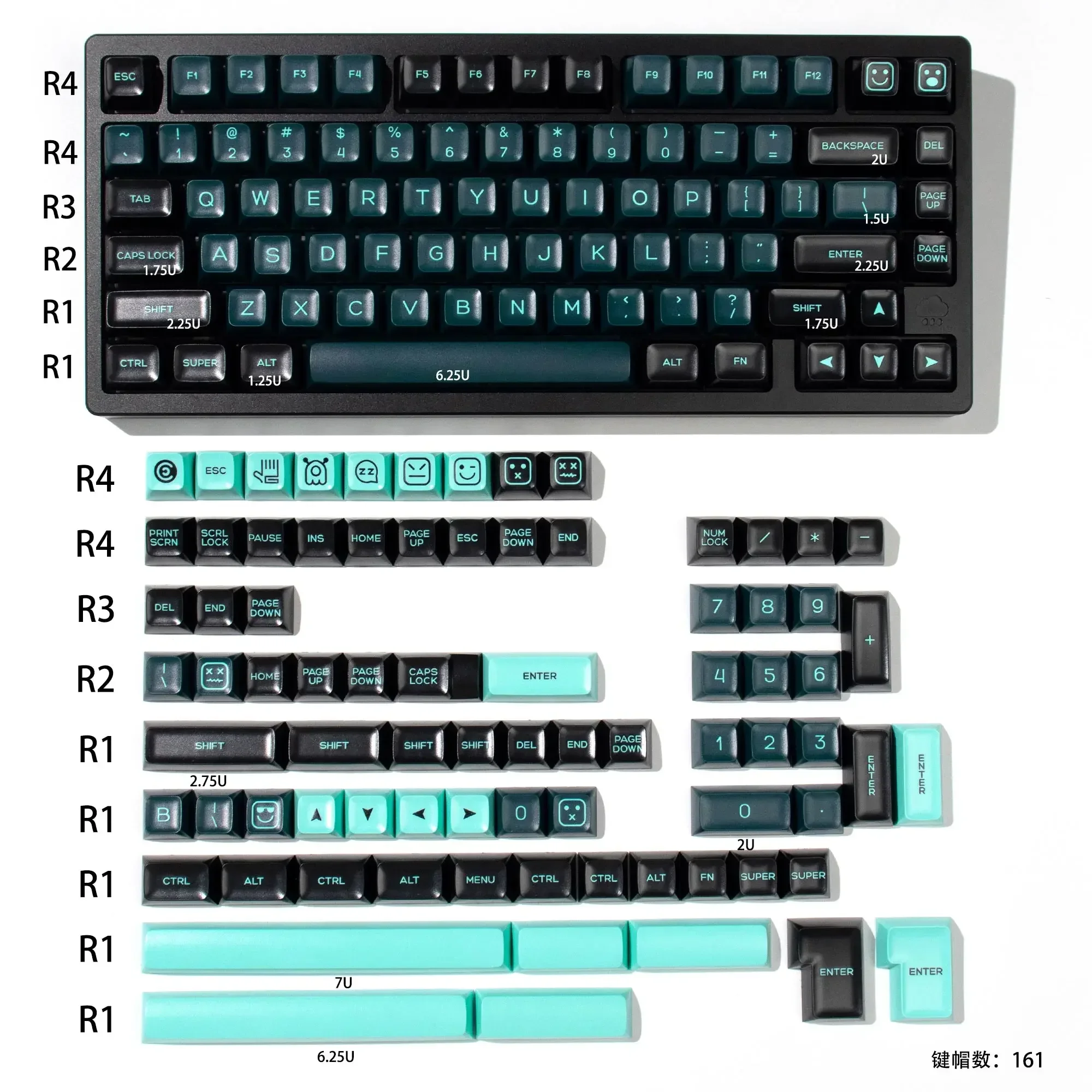 Set Completo di Keycaps Ham Theme SA in ABS, Realizzate con Tecnologia Two Shot Molding, Sostituzione Personalizzata per Tastiere Meccaniche MX con Layout 75 87 104