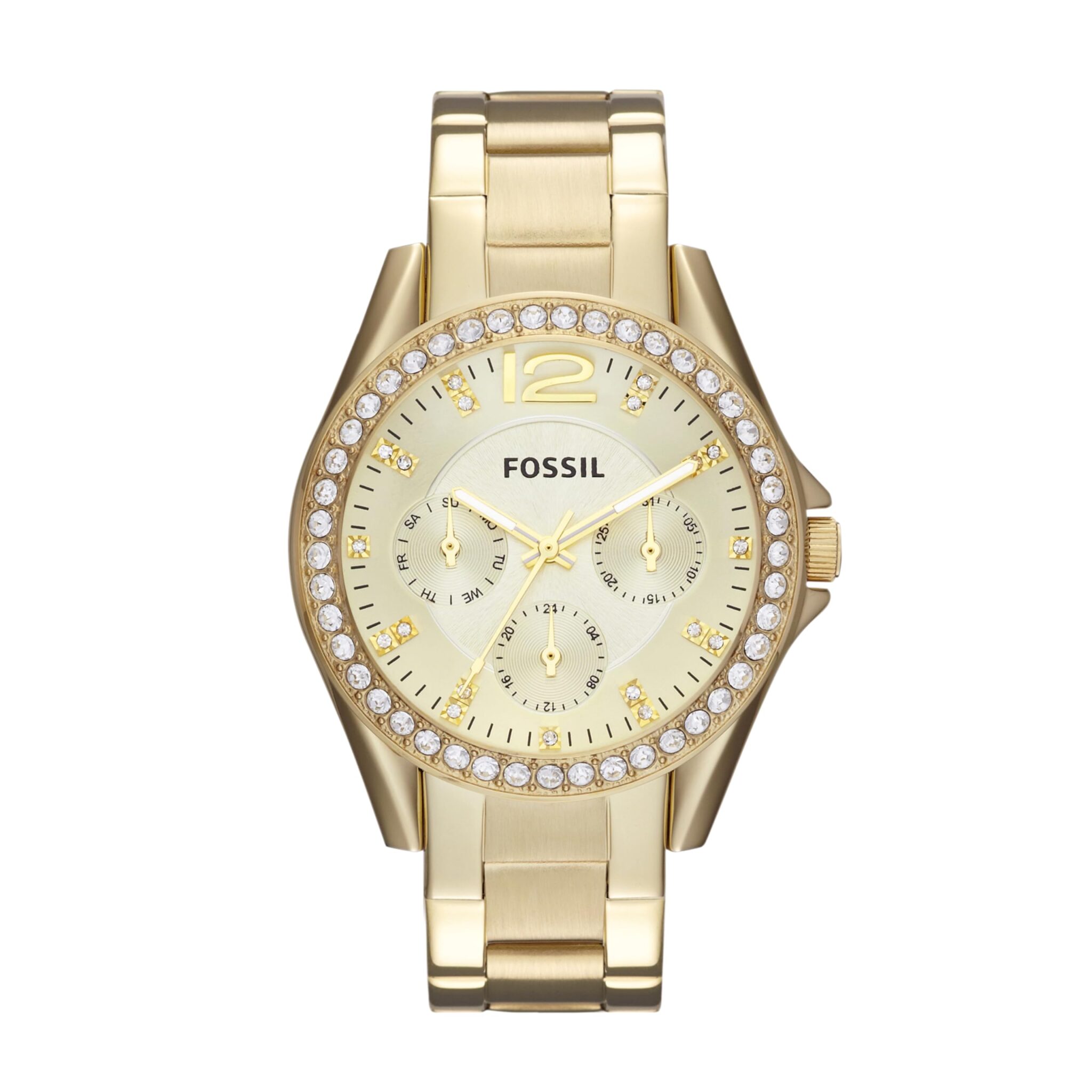 Fossil Orologio Riley da donna, movimento cronografo al quarzo con cinturino in acciaio inossidabile o in pelle