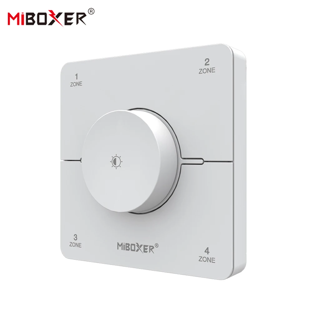Telecomando Miboxer K0S con Pannello a Manopola, 4 Zone, 2.4GHZ, 86 Regolazioni di Temperatura Colore e Luminosità, Controller Dimmer LED Bianco Doppio
