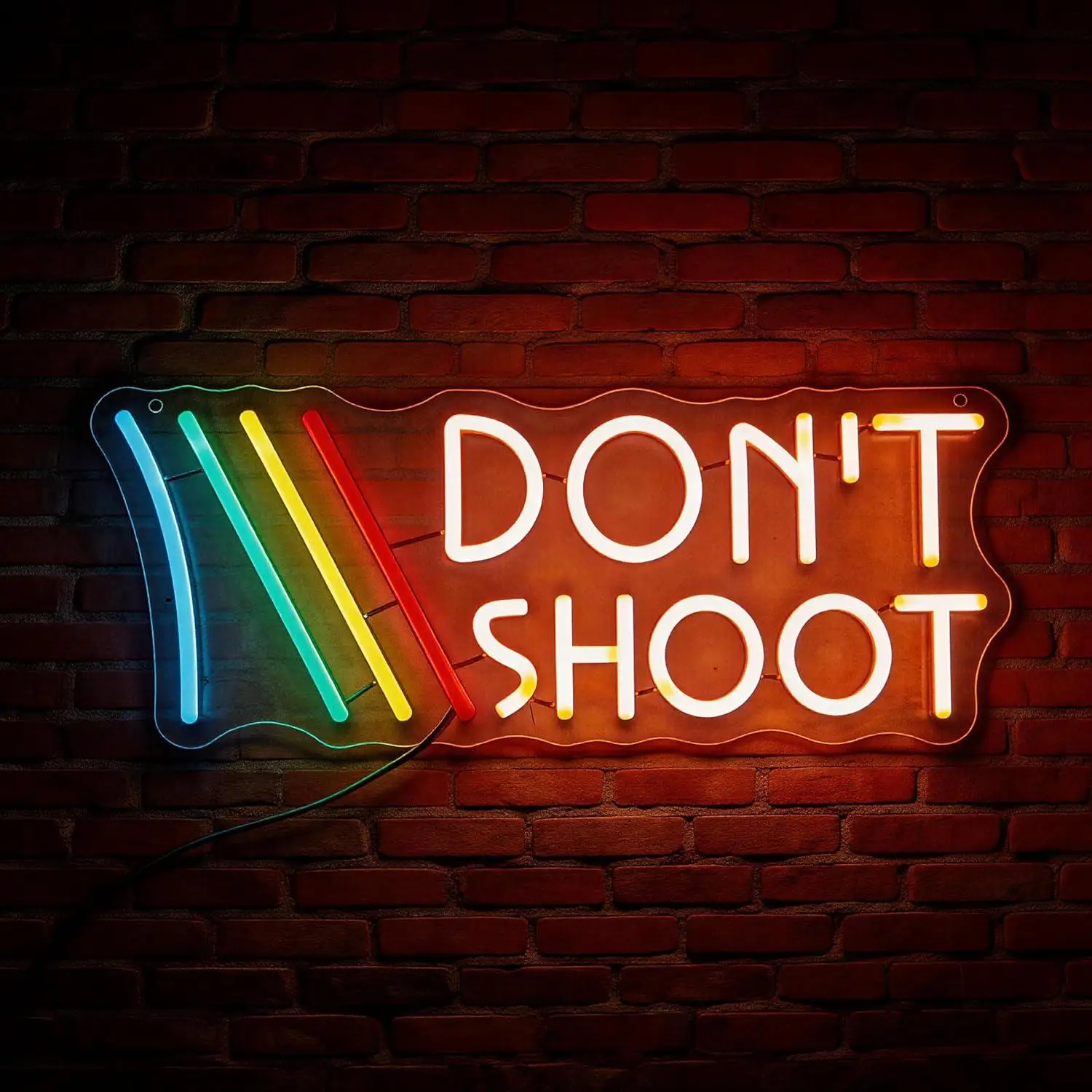 Insegna Luminosa 'Don't Shoot' Arcobaleno - Luce LED a Tema Pace per Bar, Sale Giochi, Strade Commerciali, Decorazioni e Regali