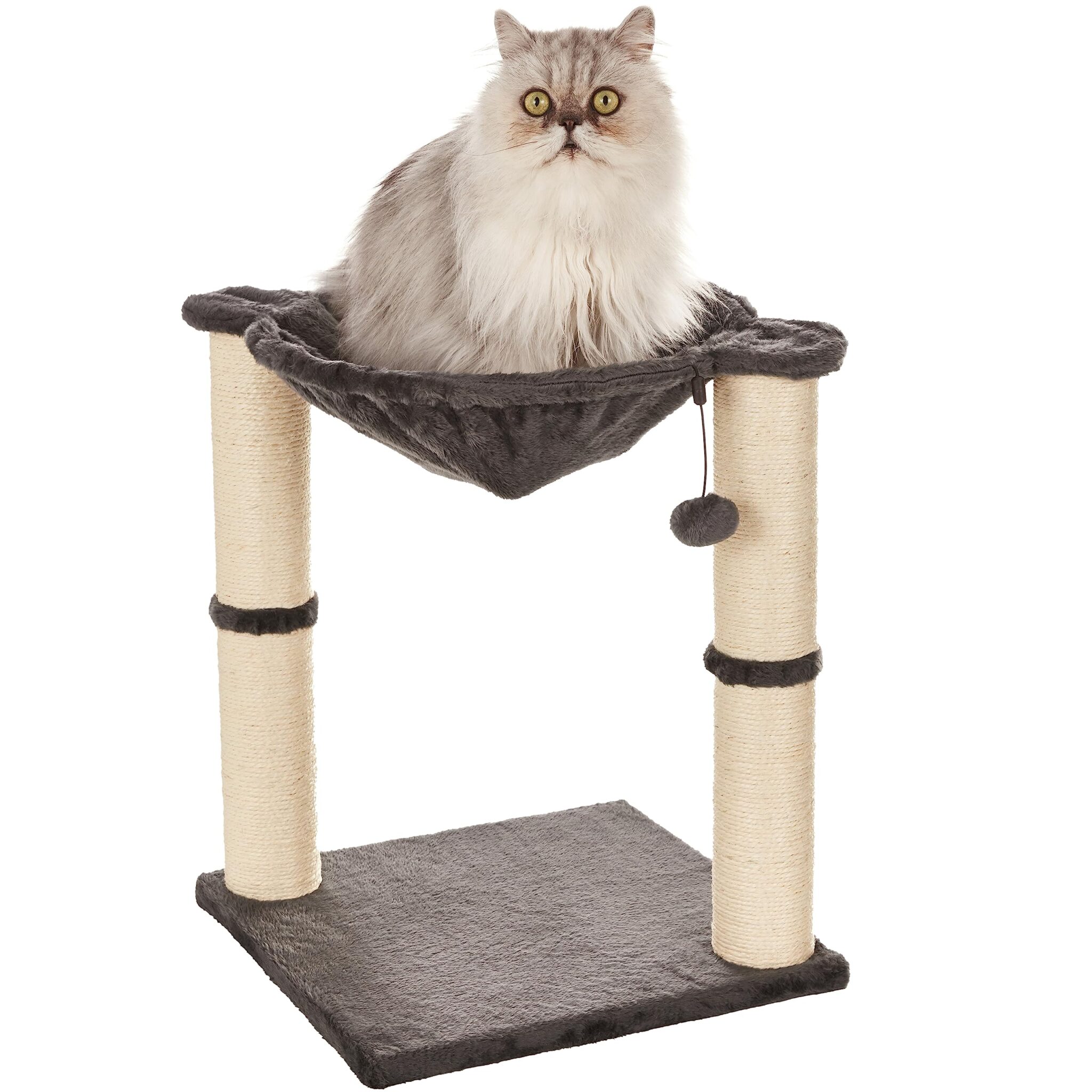 Amazon Basics Albero per gatti con amaca e palo tiragraffi, 40,6 x 50,8 x 40,6 cm, grigio