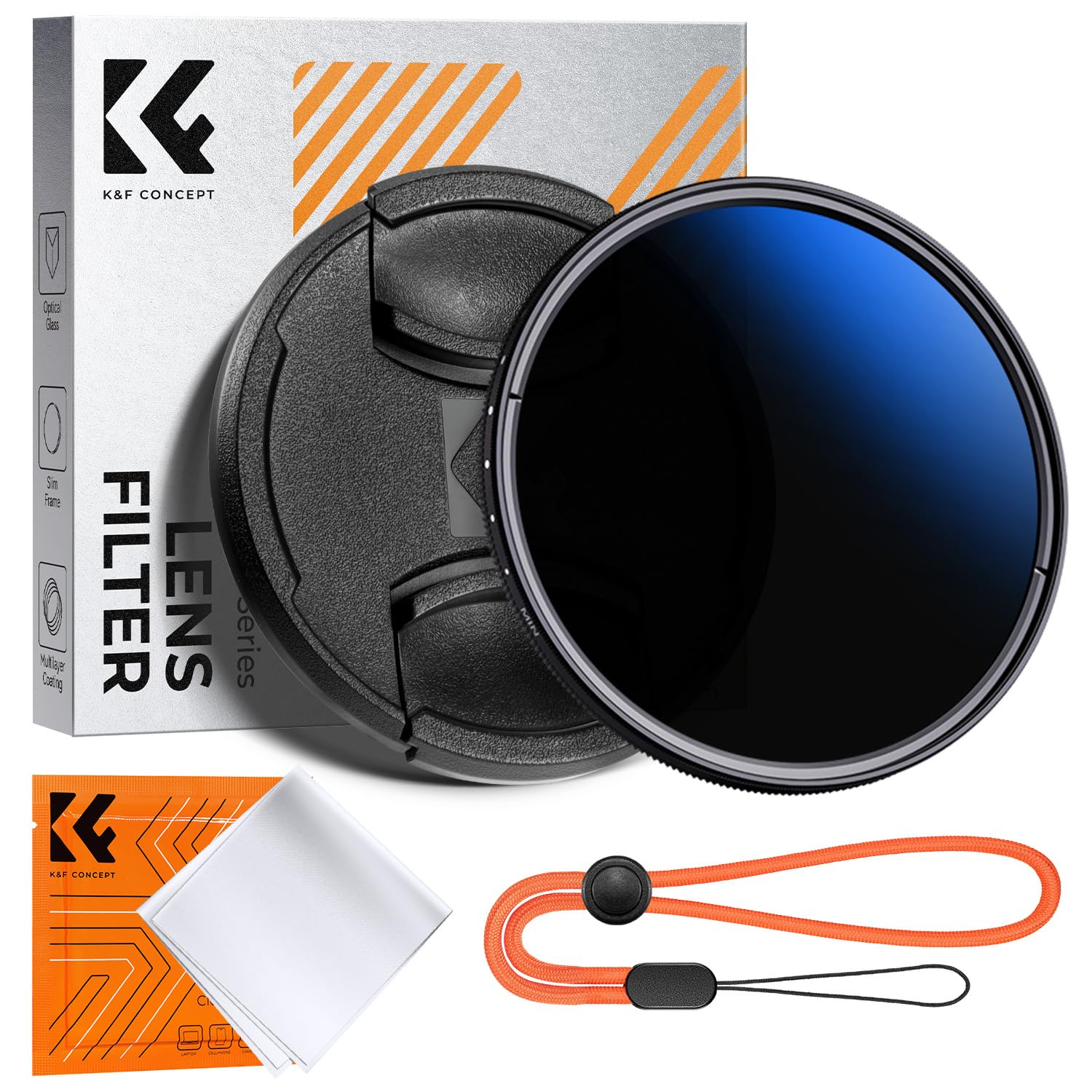 K&F CONCEPT Nano-Klear 77mm Filtro Variabile ND2-ND400 (1-9 Stop) | Filtro ND Variabile di Rivestimento Nano in Vetro Ottico con Un Panni di Pulizia e Tappo per Obiettivi