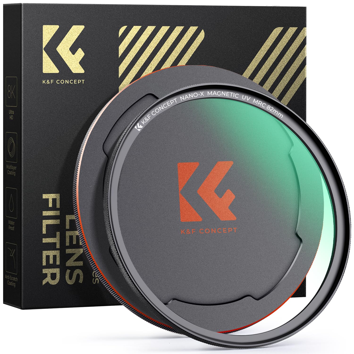 K&F CONCEPT Nano-Xcel 77mm Magnetico Filtro di Protezione UV + Tappo | Filtro UV con Copriobiettivo Magnetico in Vetro Ottico con Nano Rivestimenti - FG701