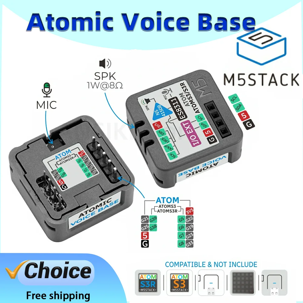 Modulo Microfono MEMS M5Stack Atomic Voice Base ES8311 con Codec Audio, Adatto per IoT e Controllo Vocale Intelligente AI
