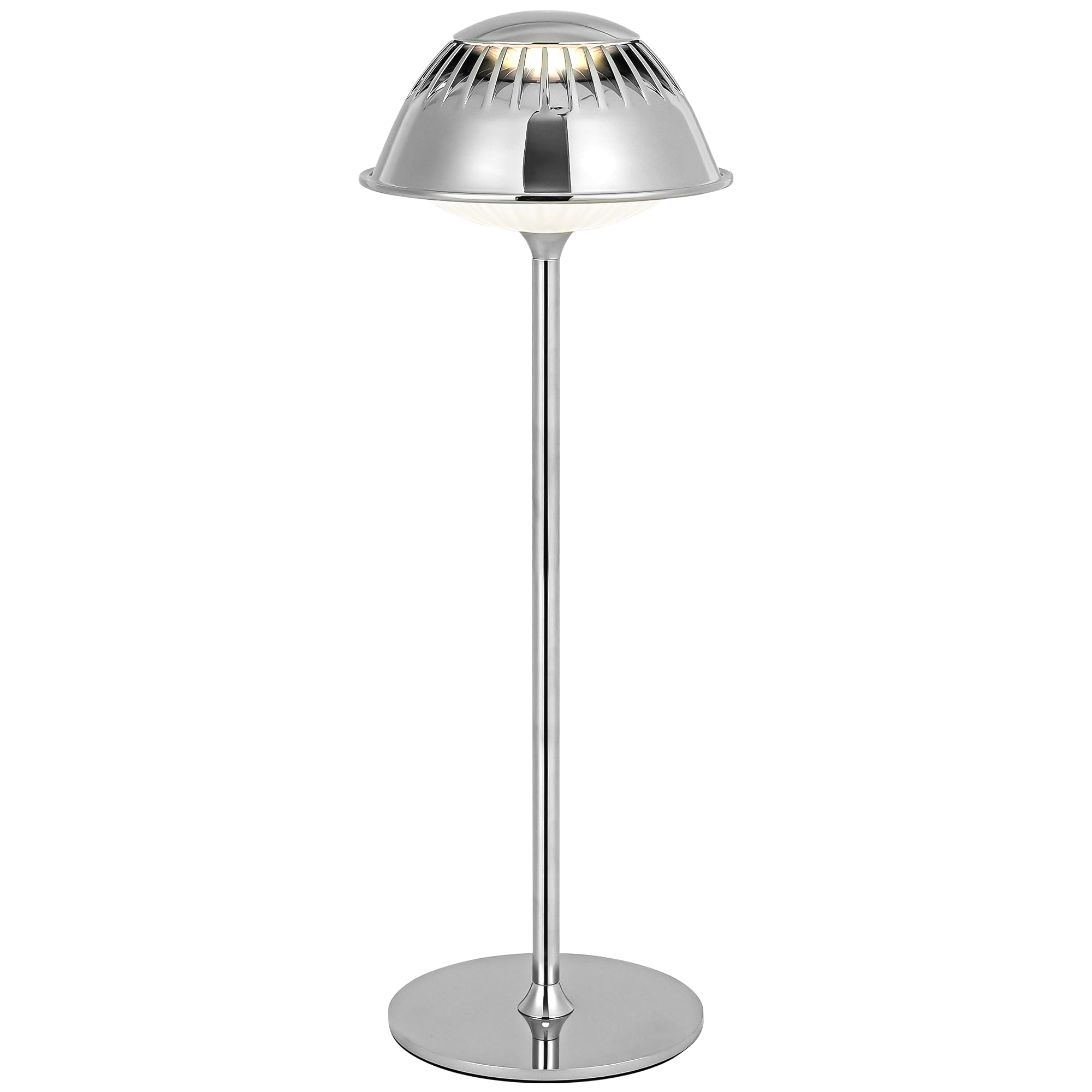 LuminexDesigns Lampada da Tavolo LED Senza Fili – Ricaricabile Lampada da Comodino Touch Dimmerabile, Moderna Design Elegante in Metallo Argentato, Impermeabile, per Camera, Letto…