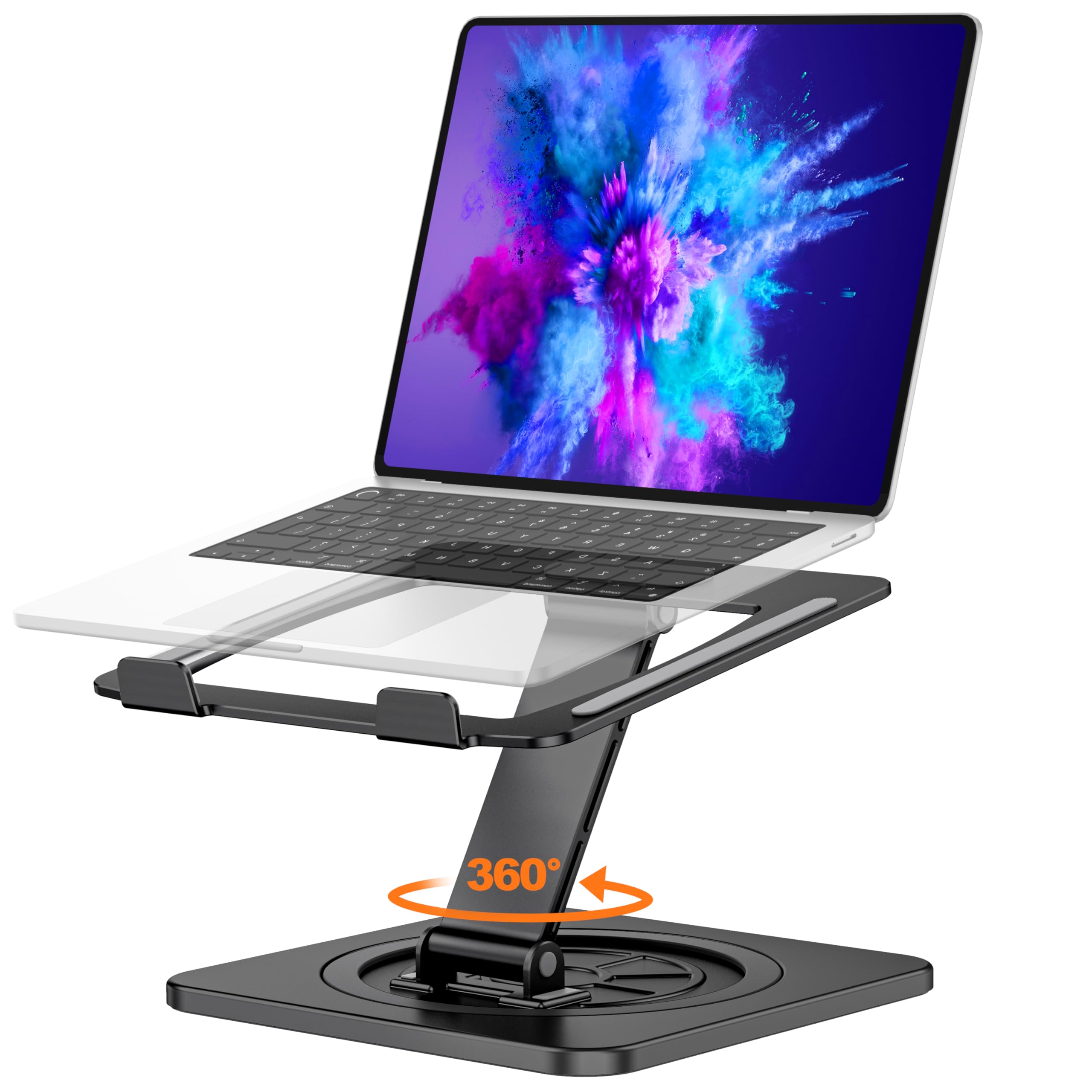 EOIWUY Supporto PC Portatile, [360° Base Girevole] Porta Laptop Stand | Alluminio Regolabile, Ergonomico & Pieghevole, Supporto Notebook Scrivania Compatibile con Computer e Serve…