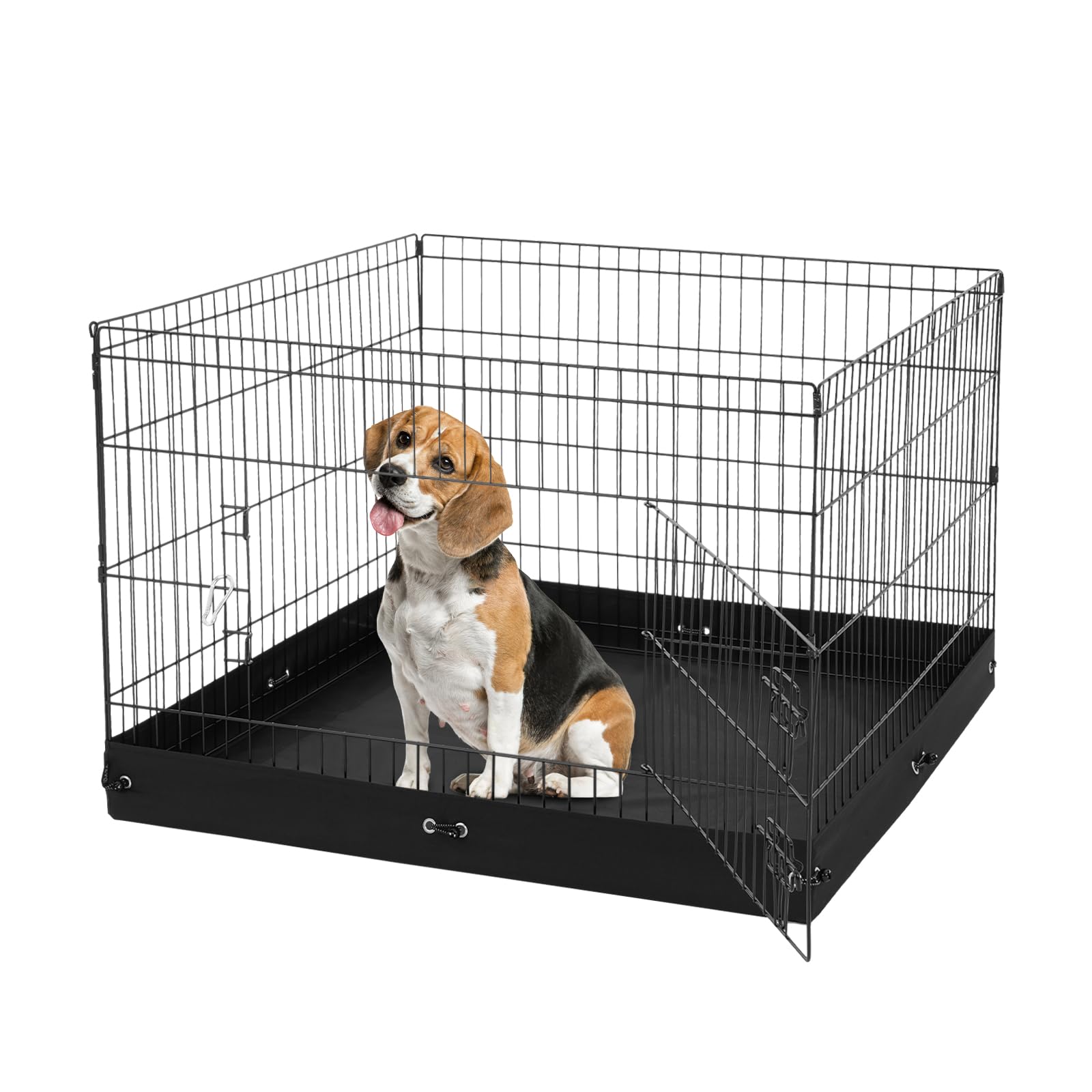 VEVOR Box per Cani, Confezione da 4 Pannelli 610 x 910 mm Recinto per Cani Pieghevole in Metallo per Interni Esterni con Porta, Tappetino in Tessuto Oxford 600D per Cani Gatti e A…