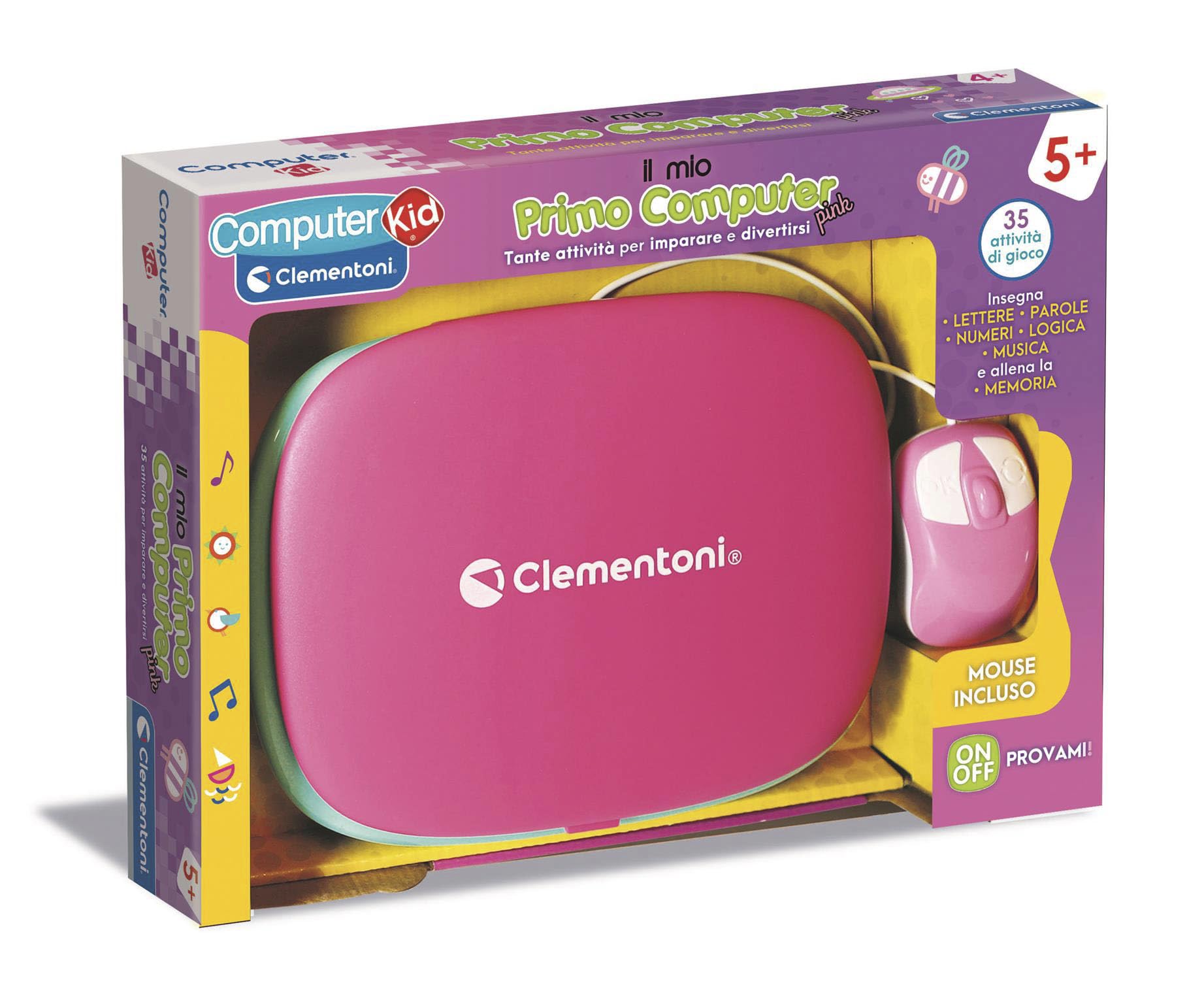 Clementoni Sapientino - Il Mio Primo Computer Pink, Gioco Educativo Interattivo Bambini dai 5 Anni, 35 Attività, Impara Lettere, Numeri, Logica, Musica, con Mouse e Schermo LCD, L…