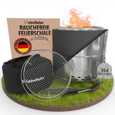 Vassoio Fuoco Senza Fumo per Giardino Cesto Bidone Parascintille Acciaio Inox