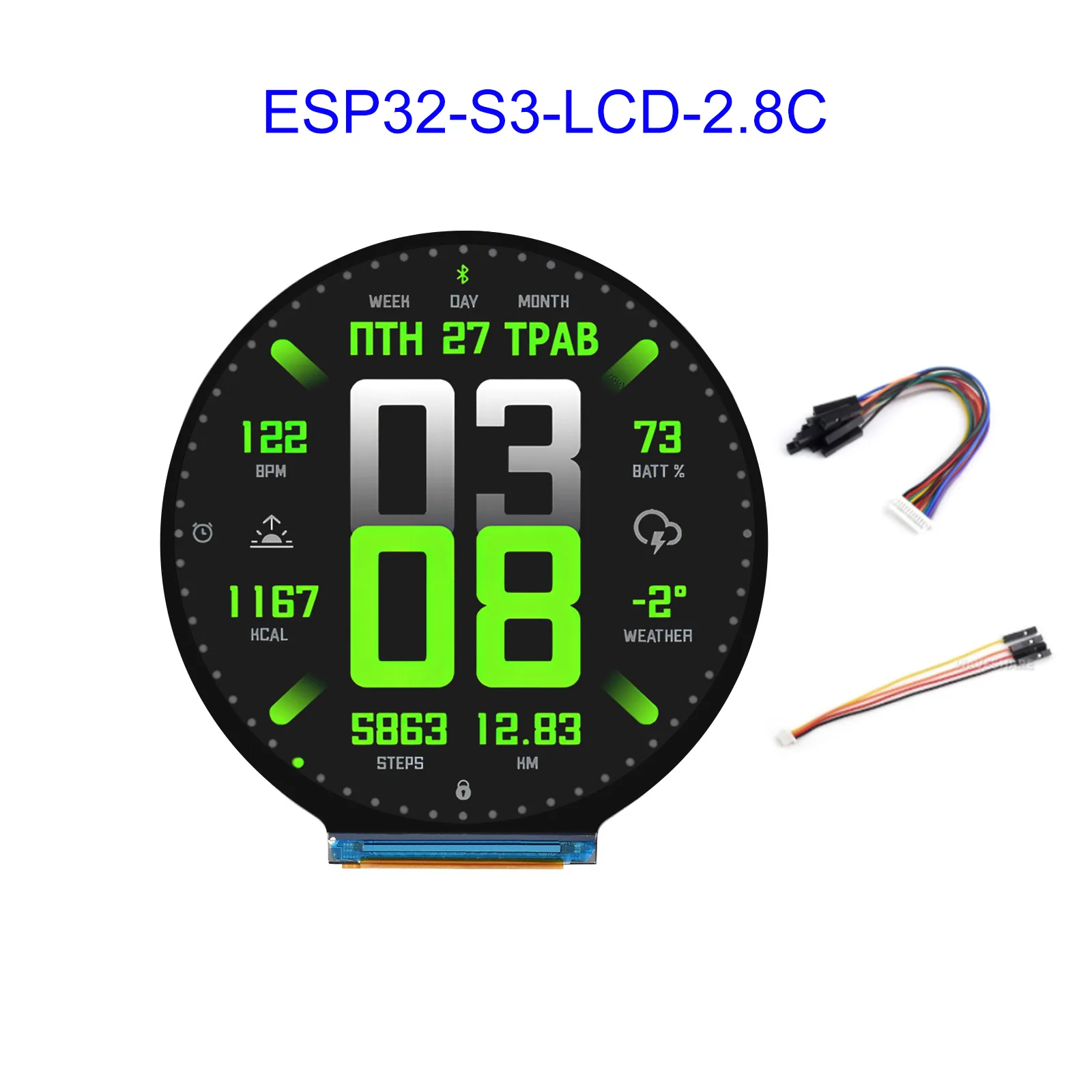 ESP32 ESP32-S3 Scheda di sviluppo schermo LCD circolare da 2,8 pollici con processore dual core LX7 a 32 bit 480 × 480, WiFi/Bluetooth BLE 5