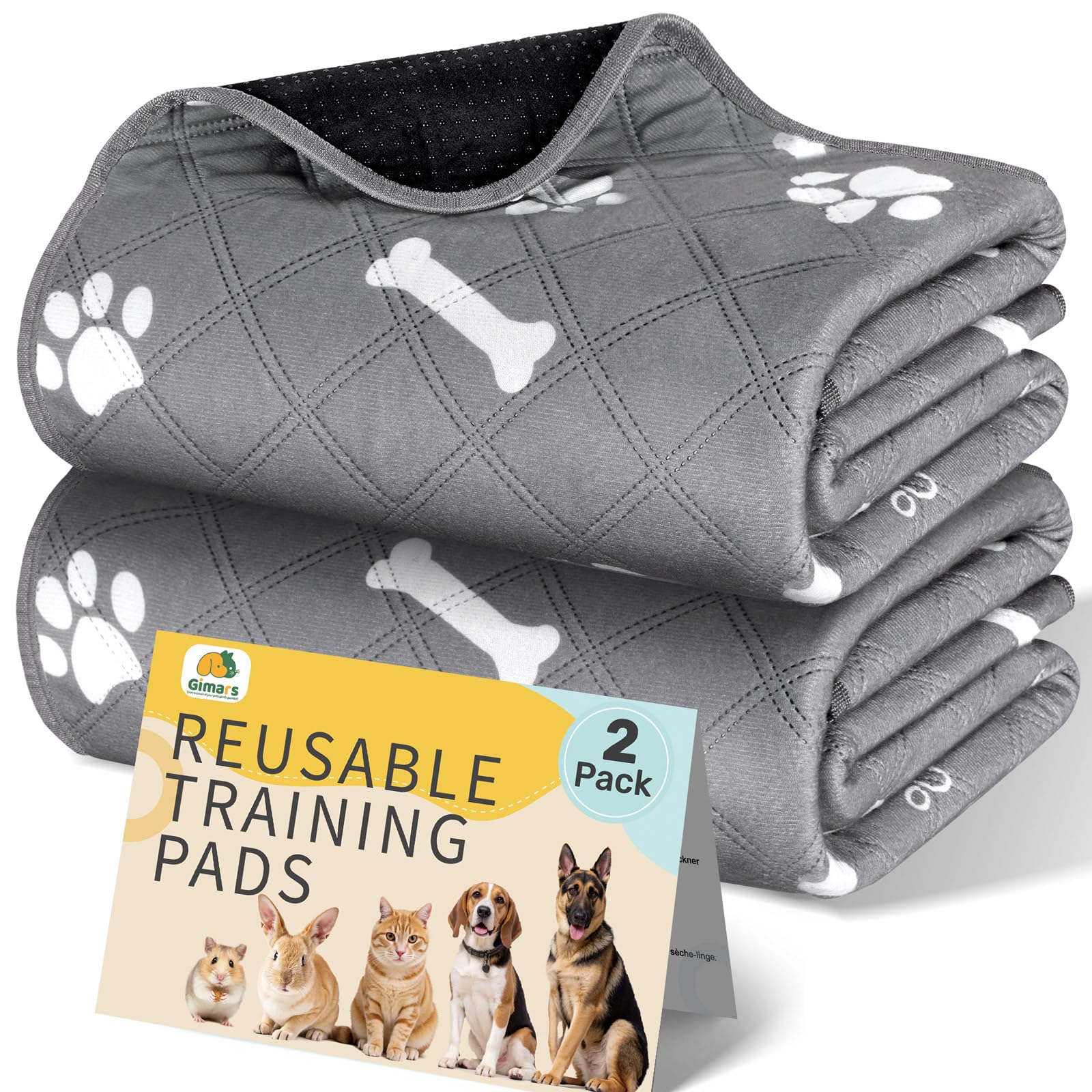 Gimars 2 Pezzi 【100×70 cm】Tappetini Lavabili per Cani, Tappetino per Addestramento Riutilizzabile, Assorbente, Antiscivolo e A Prova di Perdite, Ideale per Gatti, Cani, Conigli e…