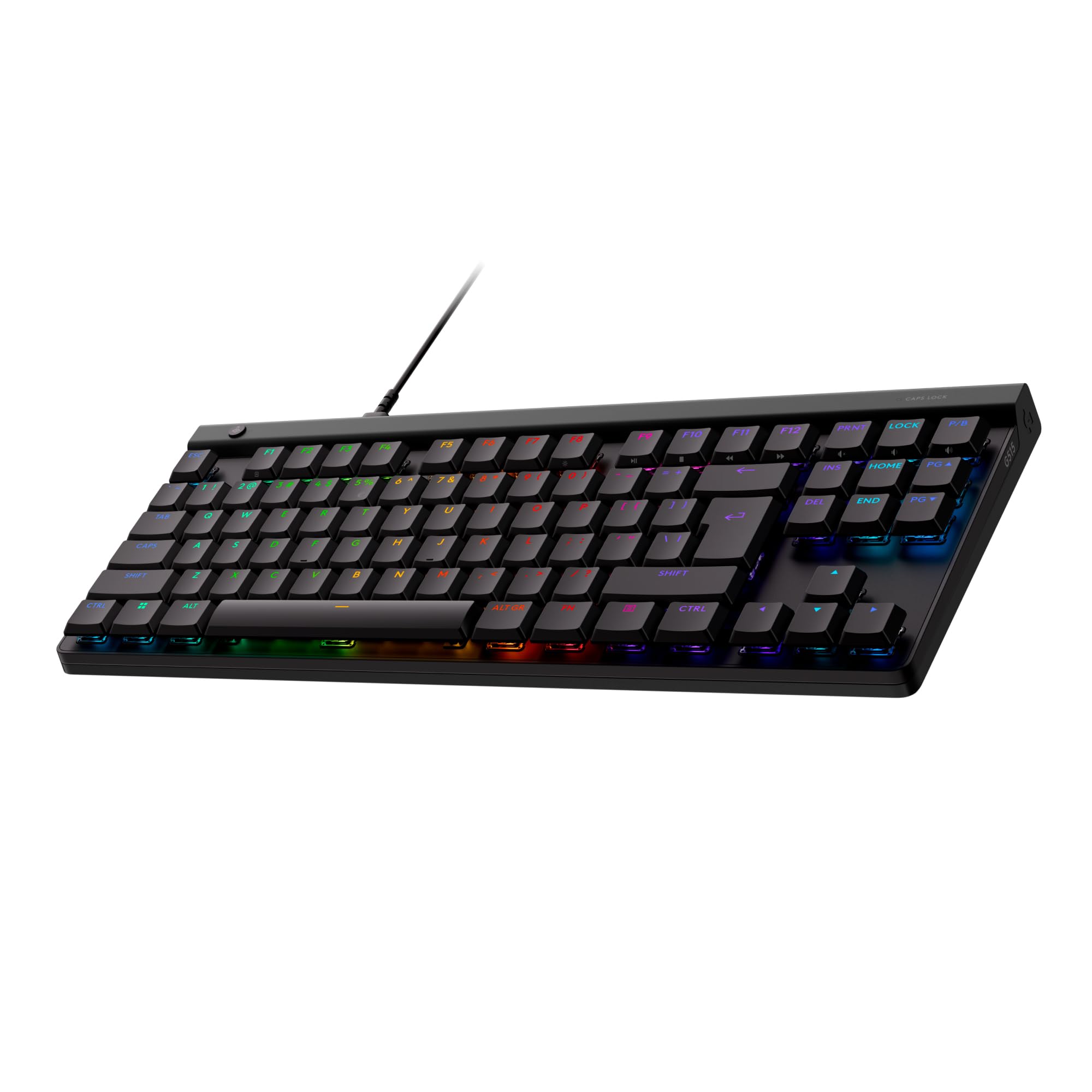 Logitech G G515 TKL, tastiera gaming cablata, US INT'L QWERTY | A profilo ribassato, RGB completamente personalizzabile, copritasti in PBT bicomponente, switch Tactile - Nero