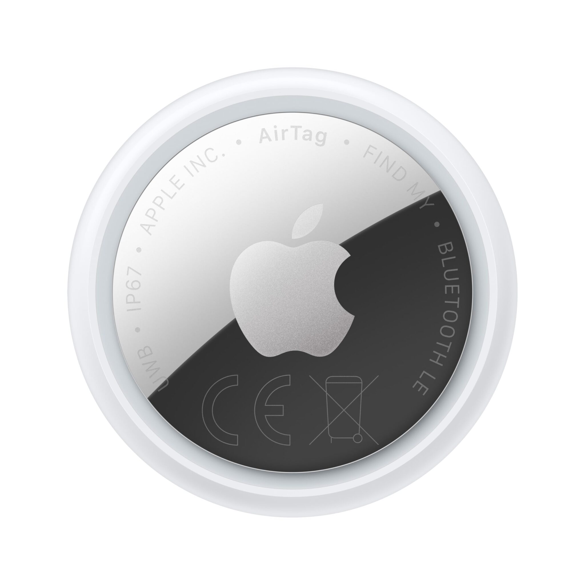 Apple AirTag (seconda generazione): utile per localizzare portachiavi, portafogli e molto altro; funziona emettendo un suono; si configura con un semplice tap da iPhone o iPad