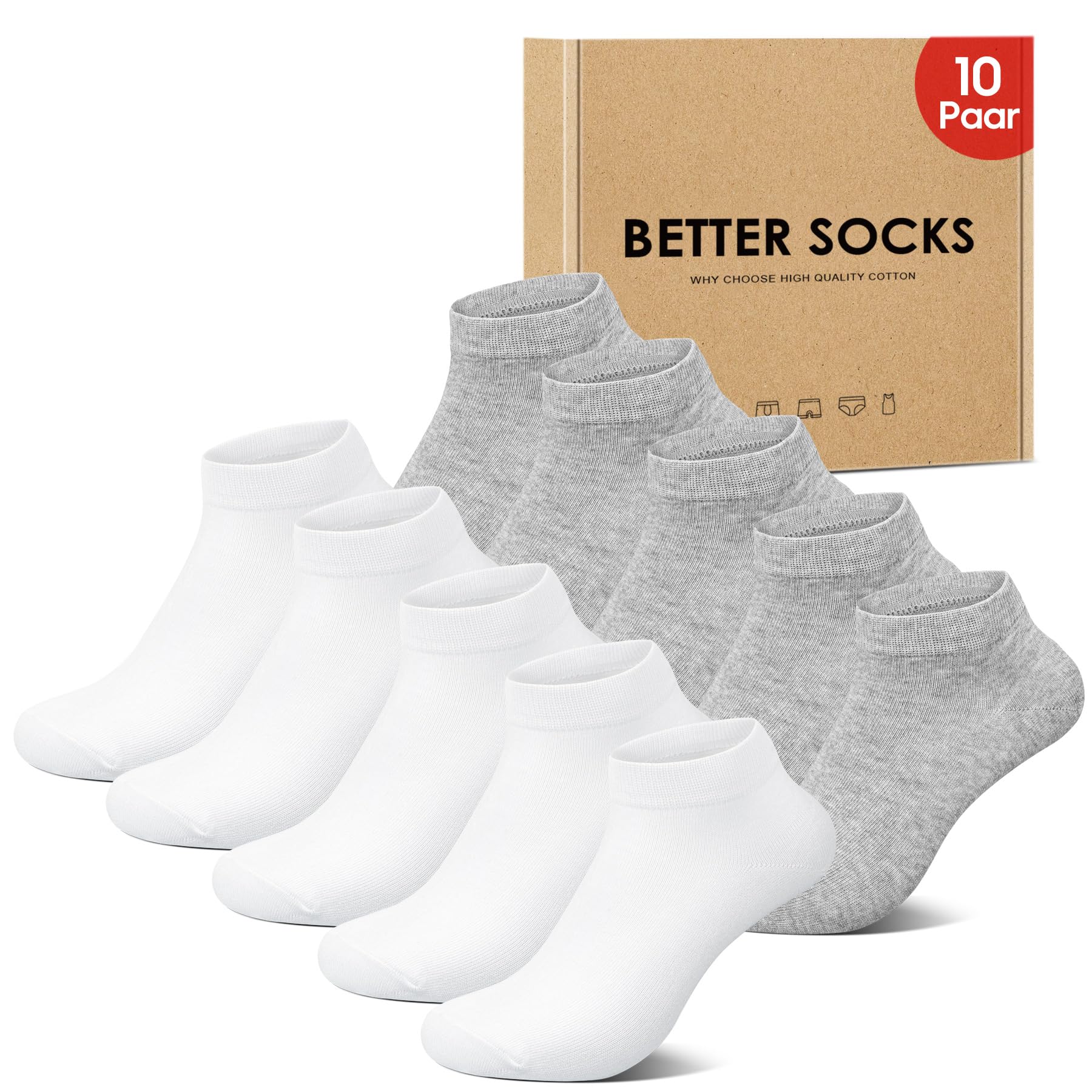 IceReco 10 Paia Calze Uomo Corte Cotone Estivi Calzini Donna Corti Sportive | Calza Sportivi Estivi, Fantasmini Running Invisibili, Calzini Elastiche Trekking, Tennis Morbidi e Tr…