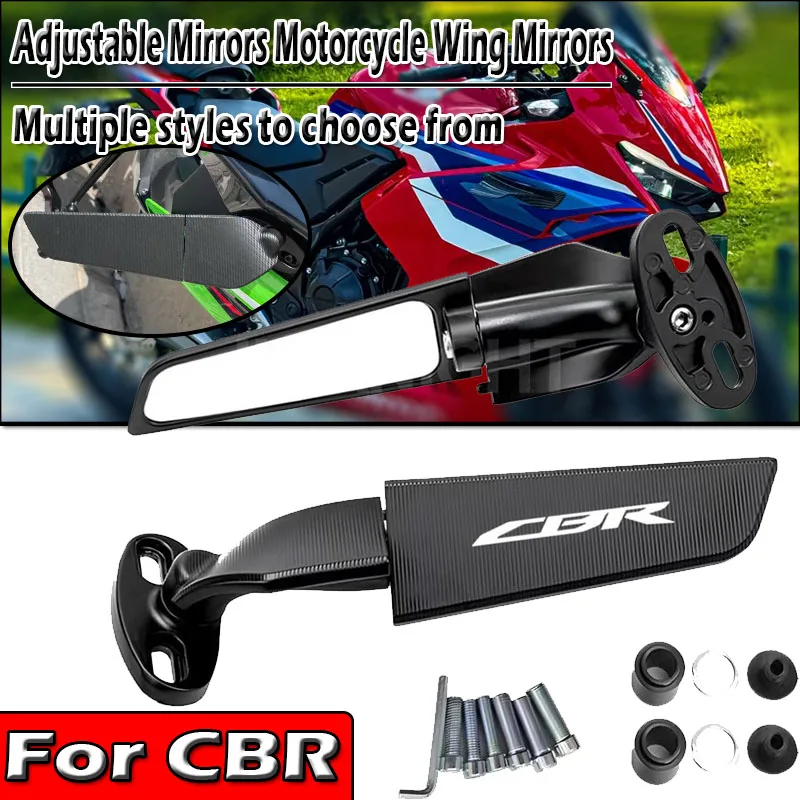 Specchietto Retrovisore Moto Modificato con Alette Antivento Regolabili e Rotanti per CBR 125R 250R 500R 600RR 650R - Accessori Moto