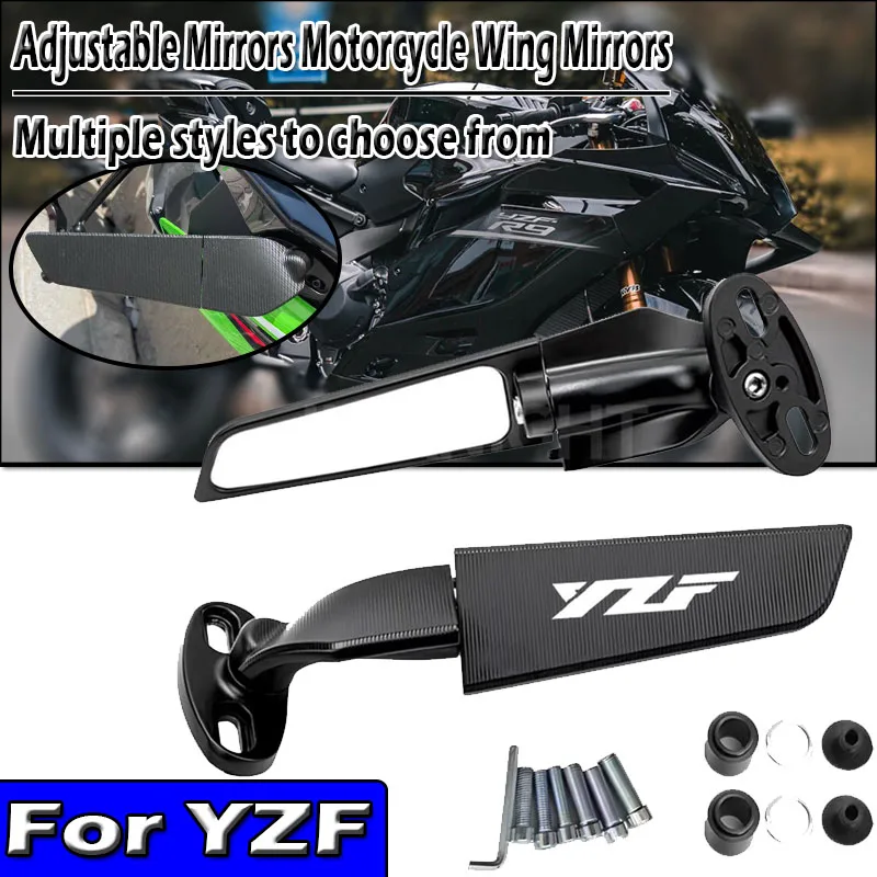 Specchietto Retrovisore Moto Modificato con Alette Antivento Regolabili e Rotanti per YZF R1 R1M R3 R6 R7 R9 R15 R25 R125 - Accessori Moto