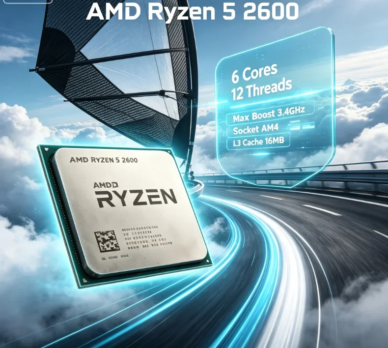 Processore Ryzen 5 2600 3.4GHz 6 Core 12 Thread Socket AM4 Boost 3.9GHz 16MB Cache Compatibile con X570 per Multitasking